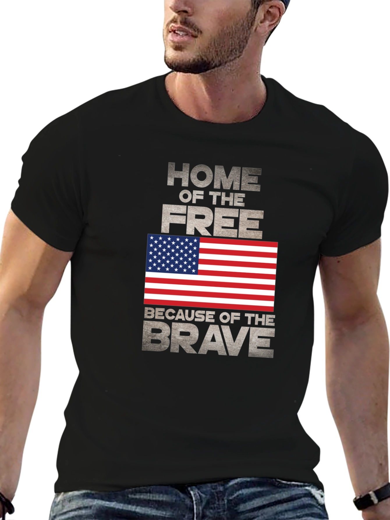 Black Home of the Free Patriotic T-Shirt view 6