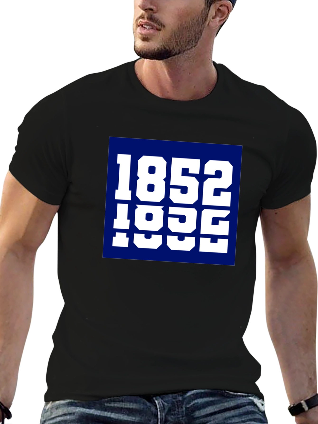 Black 1852 Tee - Retro Collegiate Style T-Shirt view 6