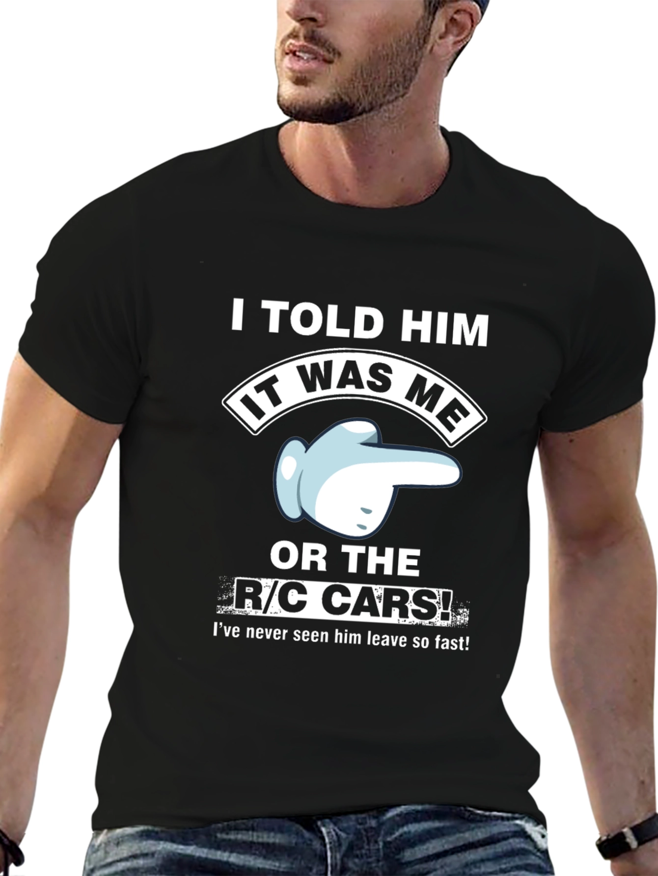 Black Funny R/C Cars Graphic T-Shirt view 6