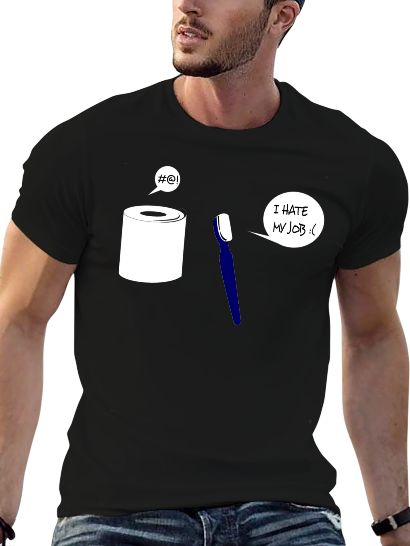 Black Humorous Toilet Humor T-Shirt view 6