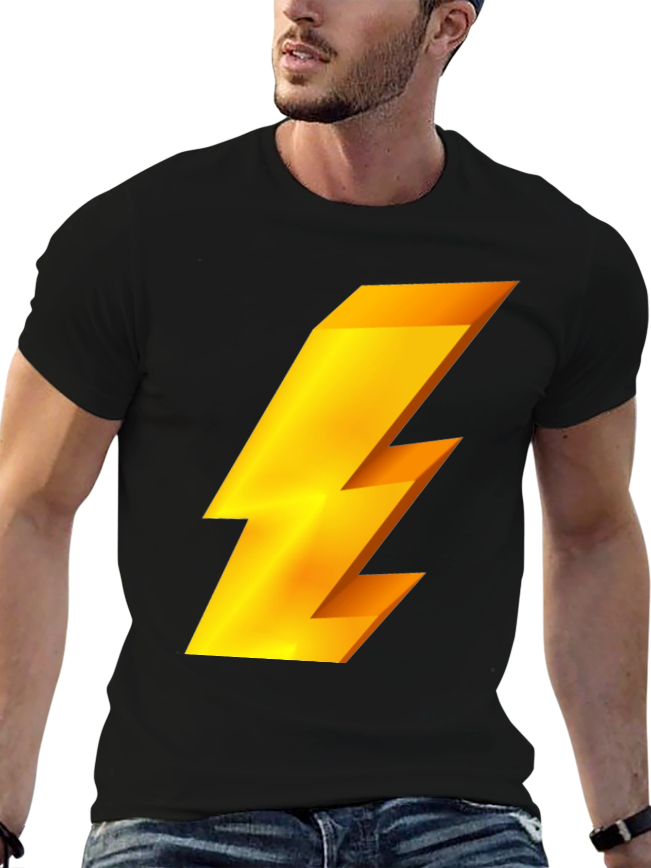 Black Lightning Bolt Graphic Tee - Black view 6