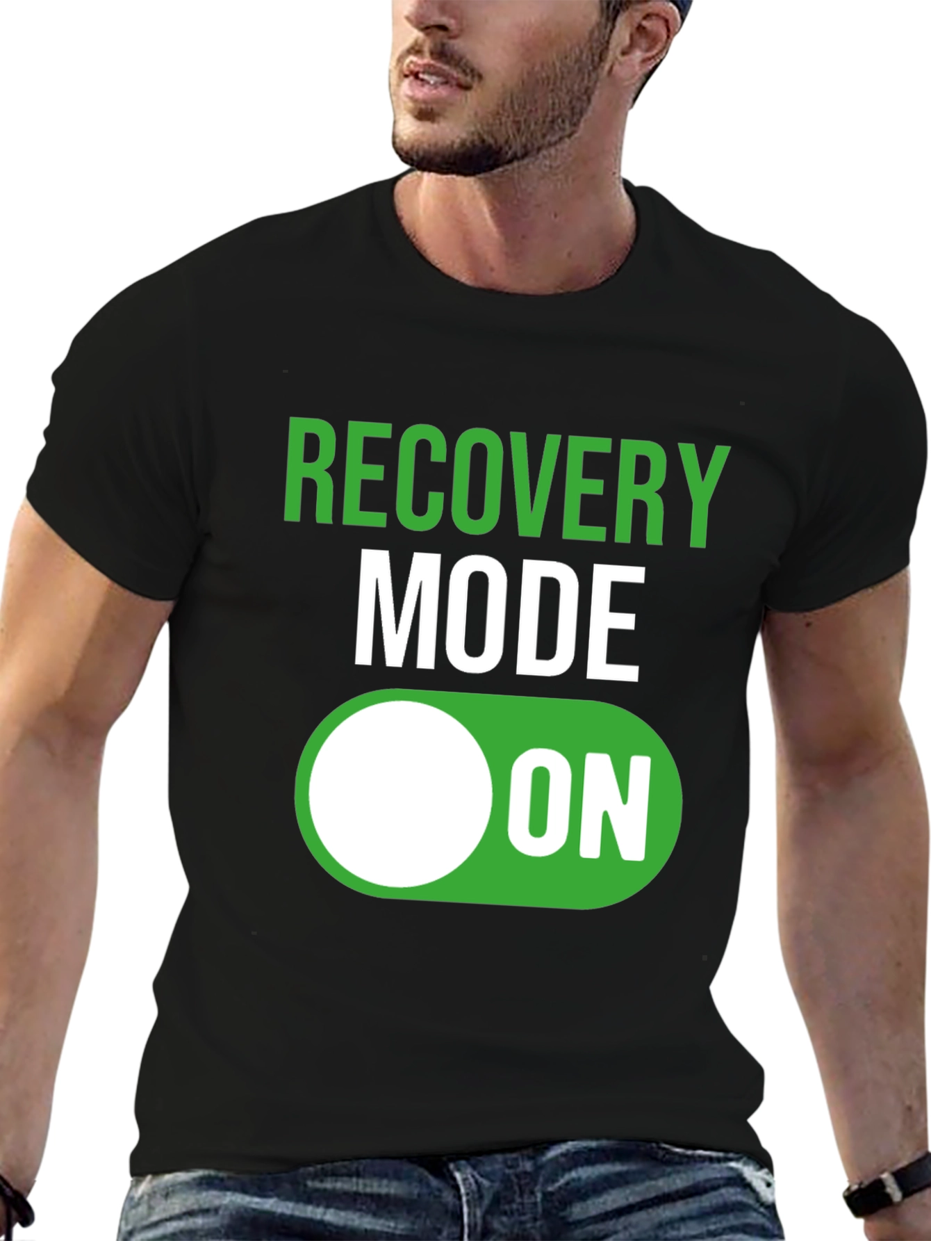 Black Recovery Mode ON T-Shirt - Funny Get Well Gift view 6