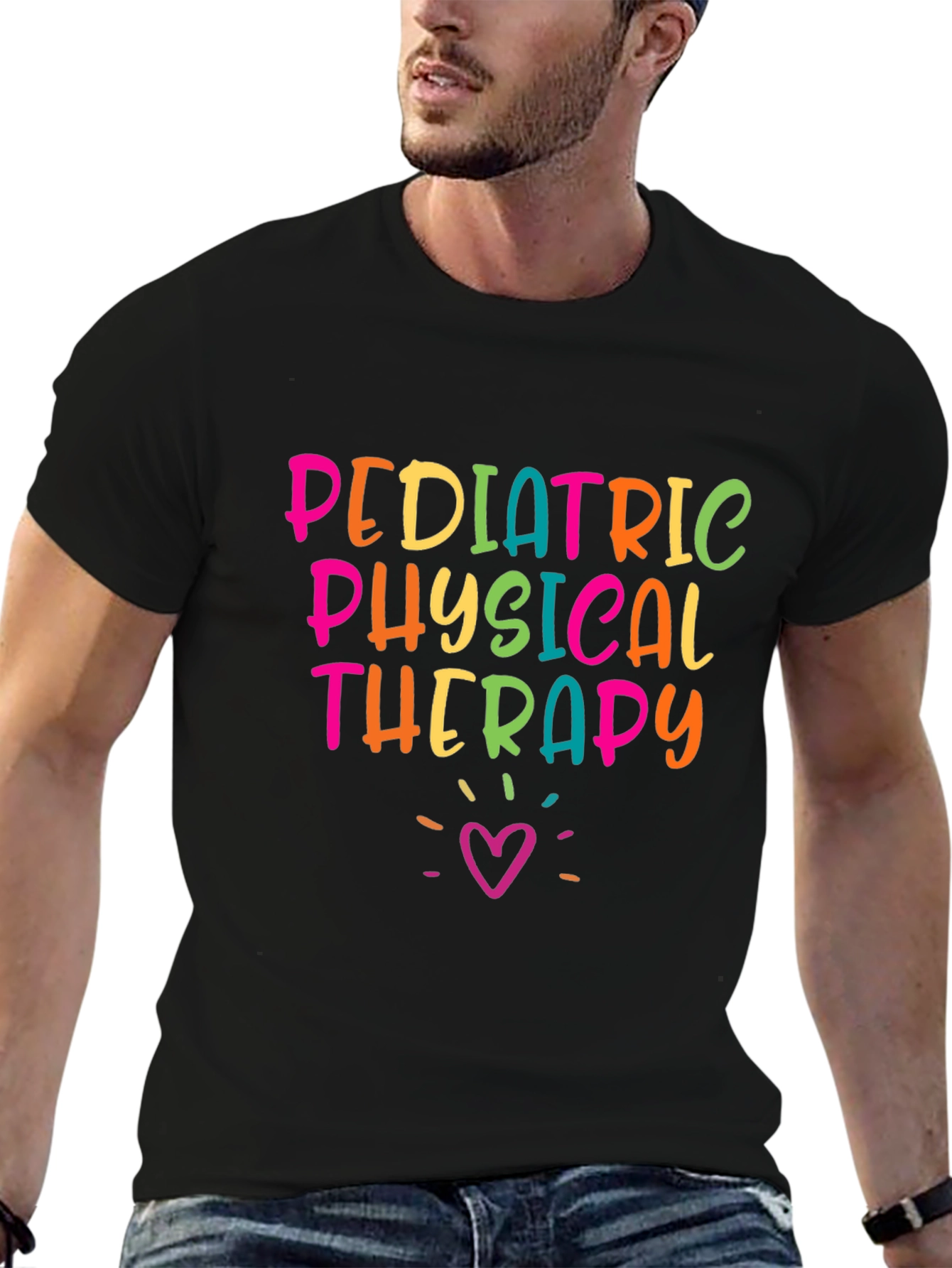 Black Pediatric Physical Therapy T-Shirt, Therapist Apparel view 6
