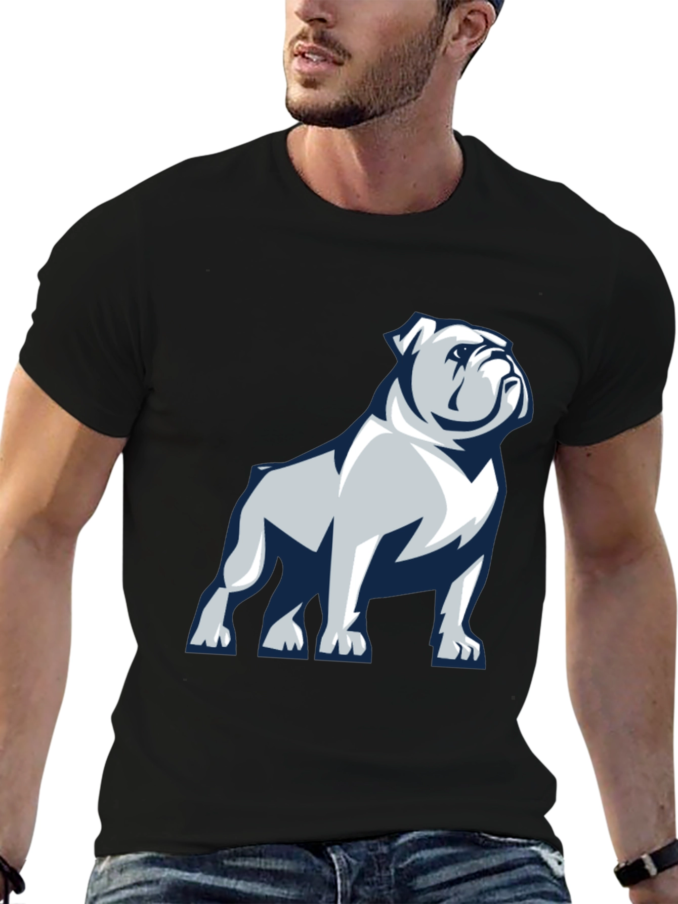 Black Bulldog Graphic Print T-Shirt view 6