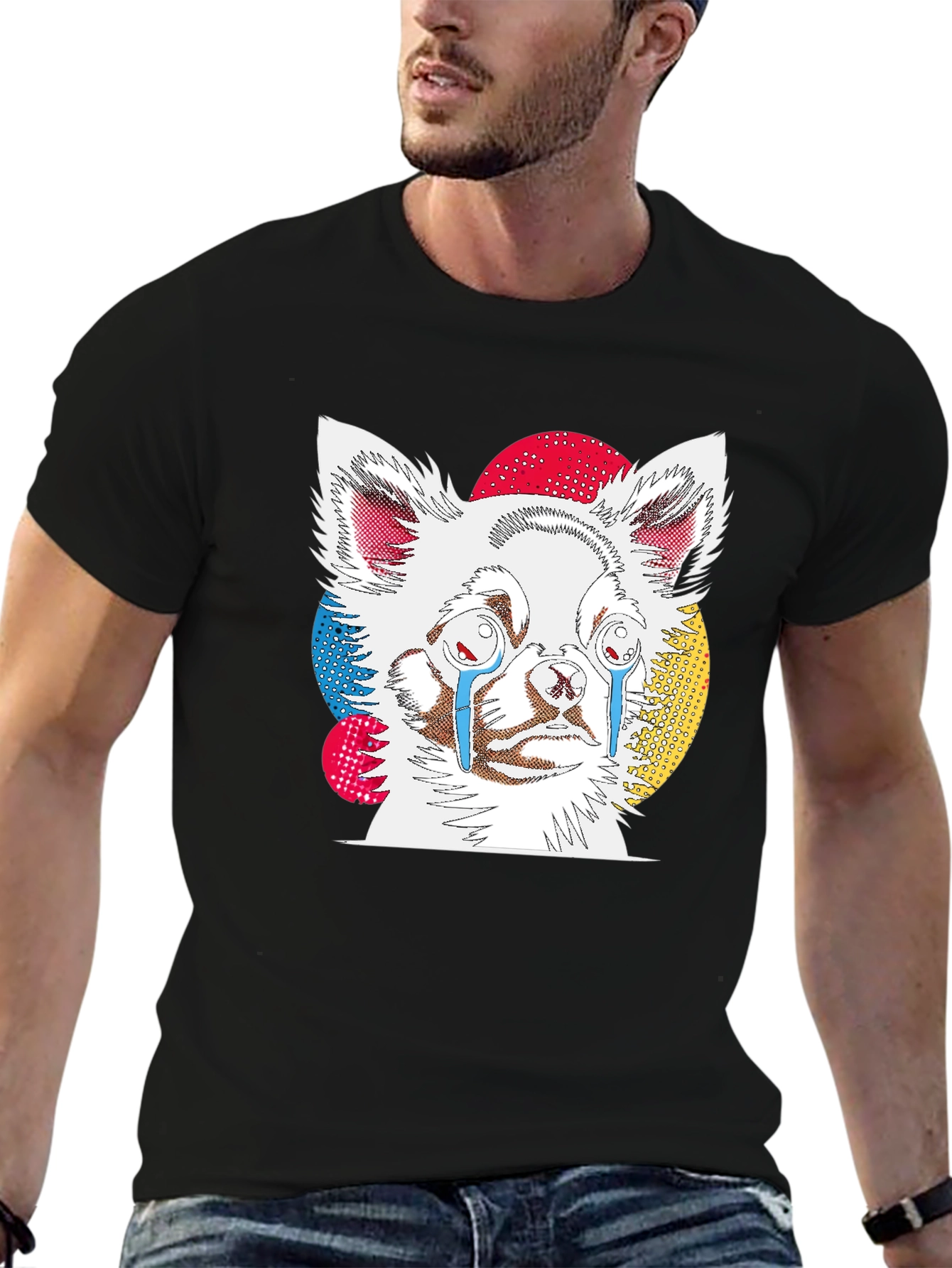 Black Sad Chihuahua Graphic Black T-Shirt view 6