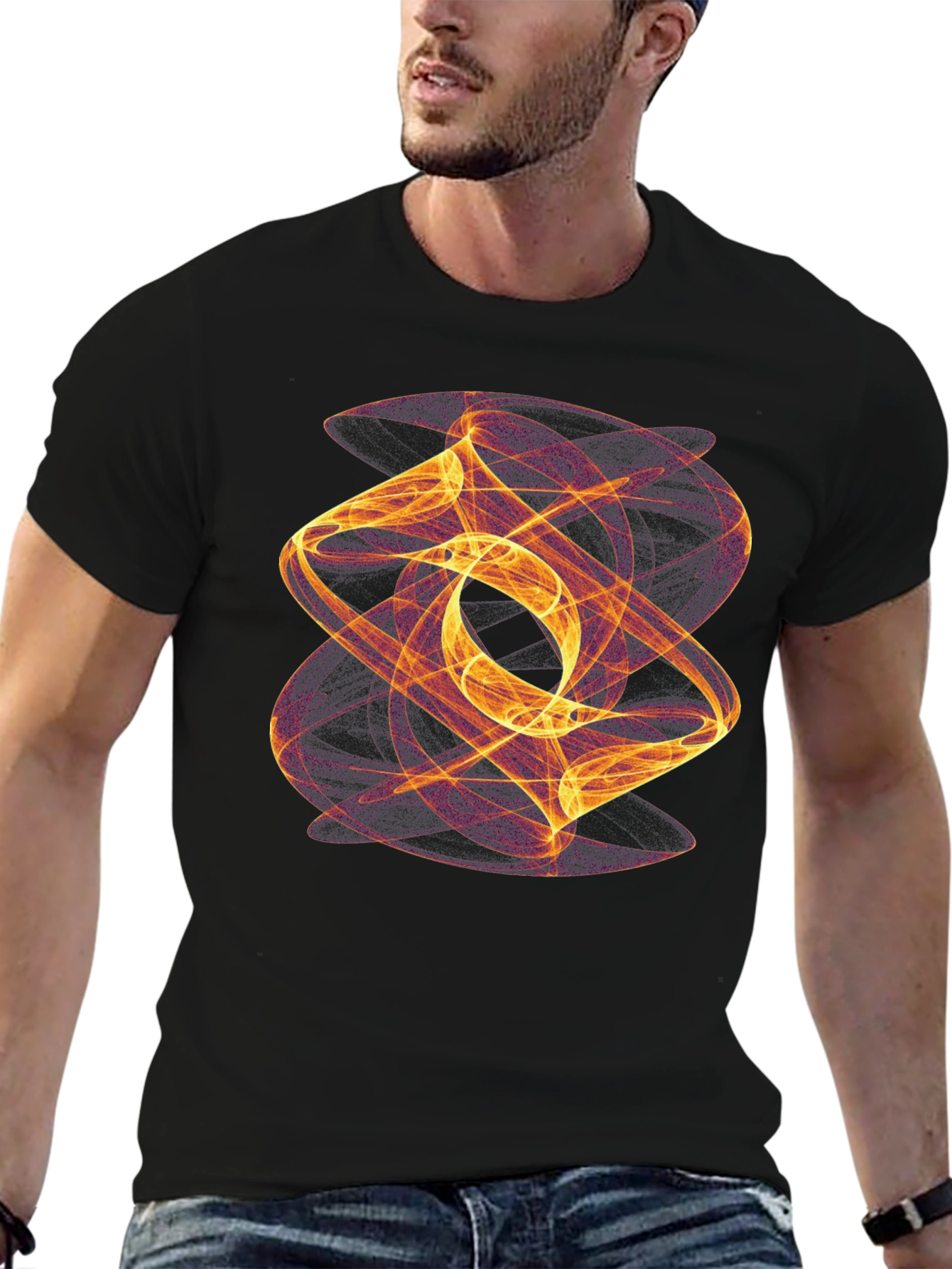 Black Abstract Art Black T-Shirt view 6