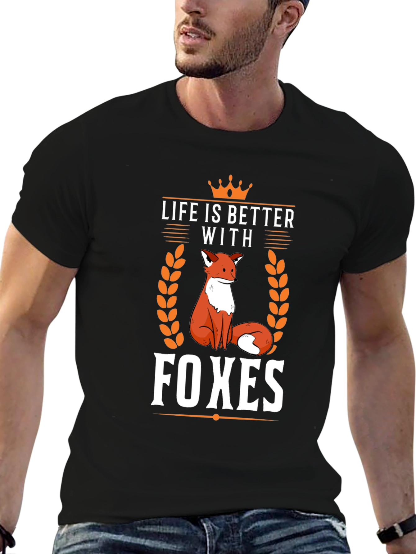 Black Life is Better with Foxes Black T-Shirt view 6