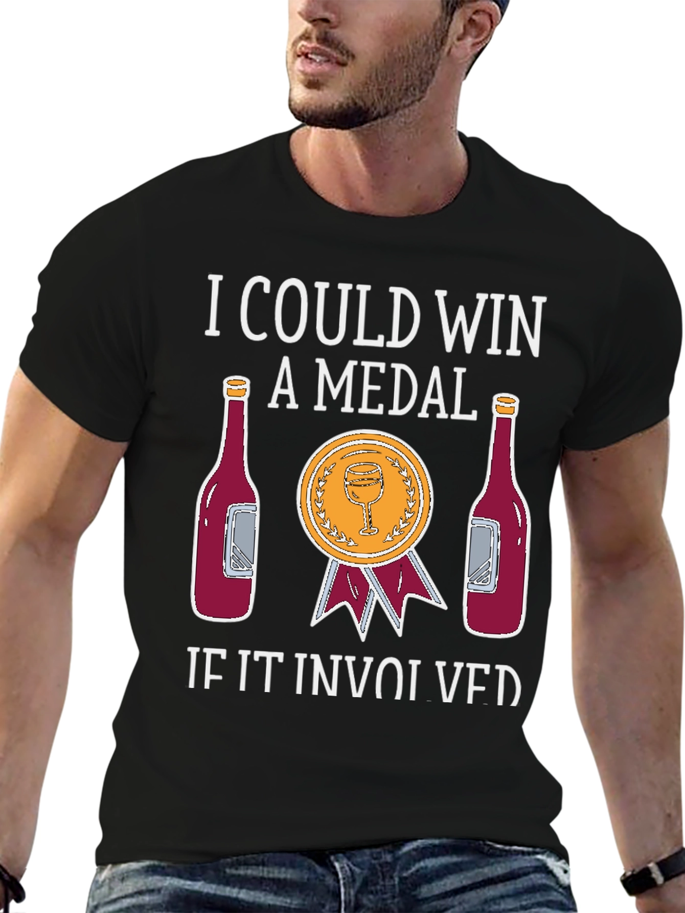 Black Wine Medal T-Shirt: Funny Wine Lover Tee view 6