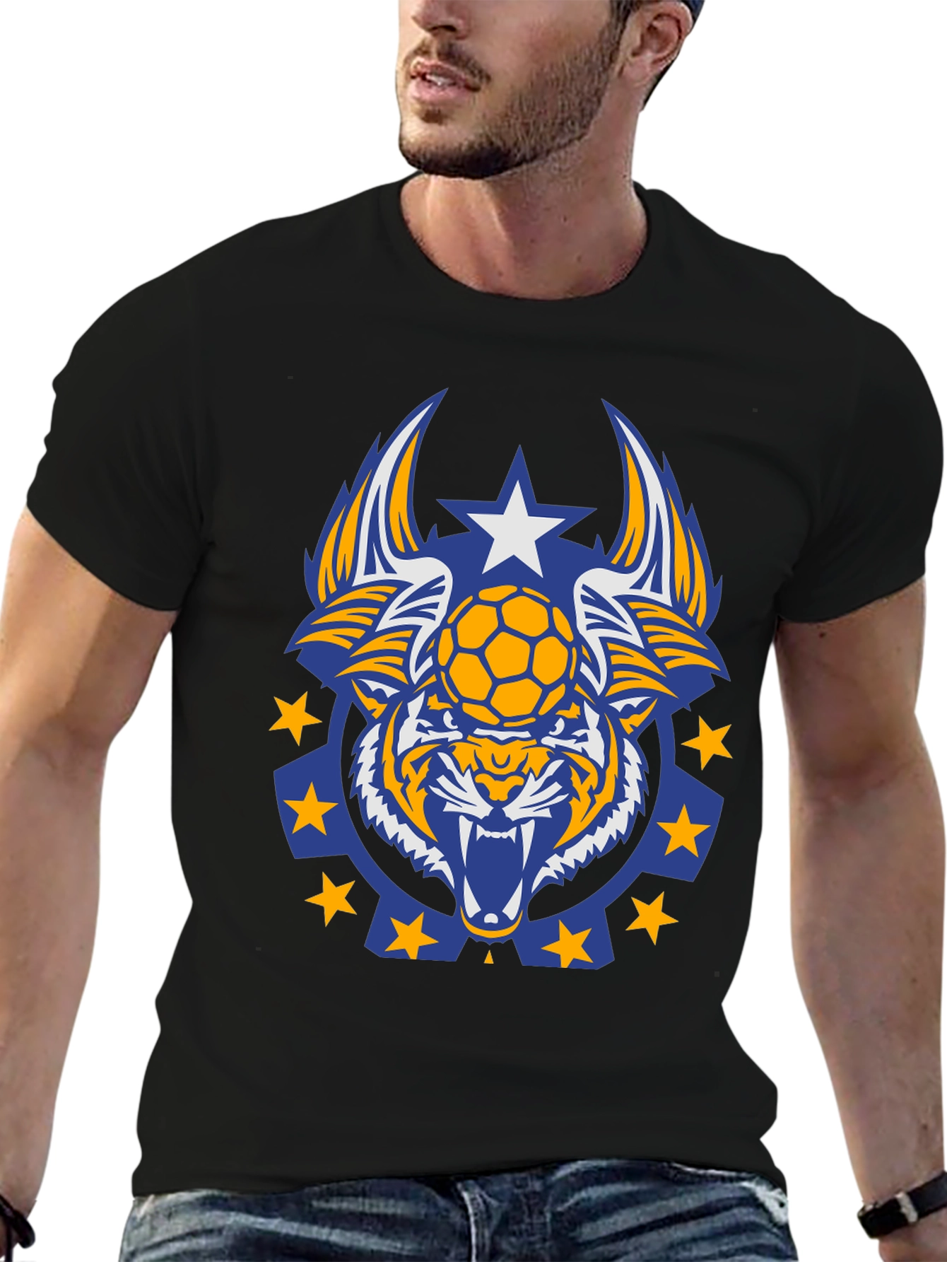 Black Tiger Soccer Graphic Tee - Black view 6