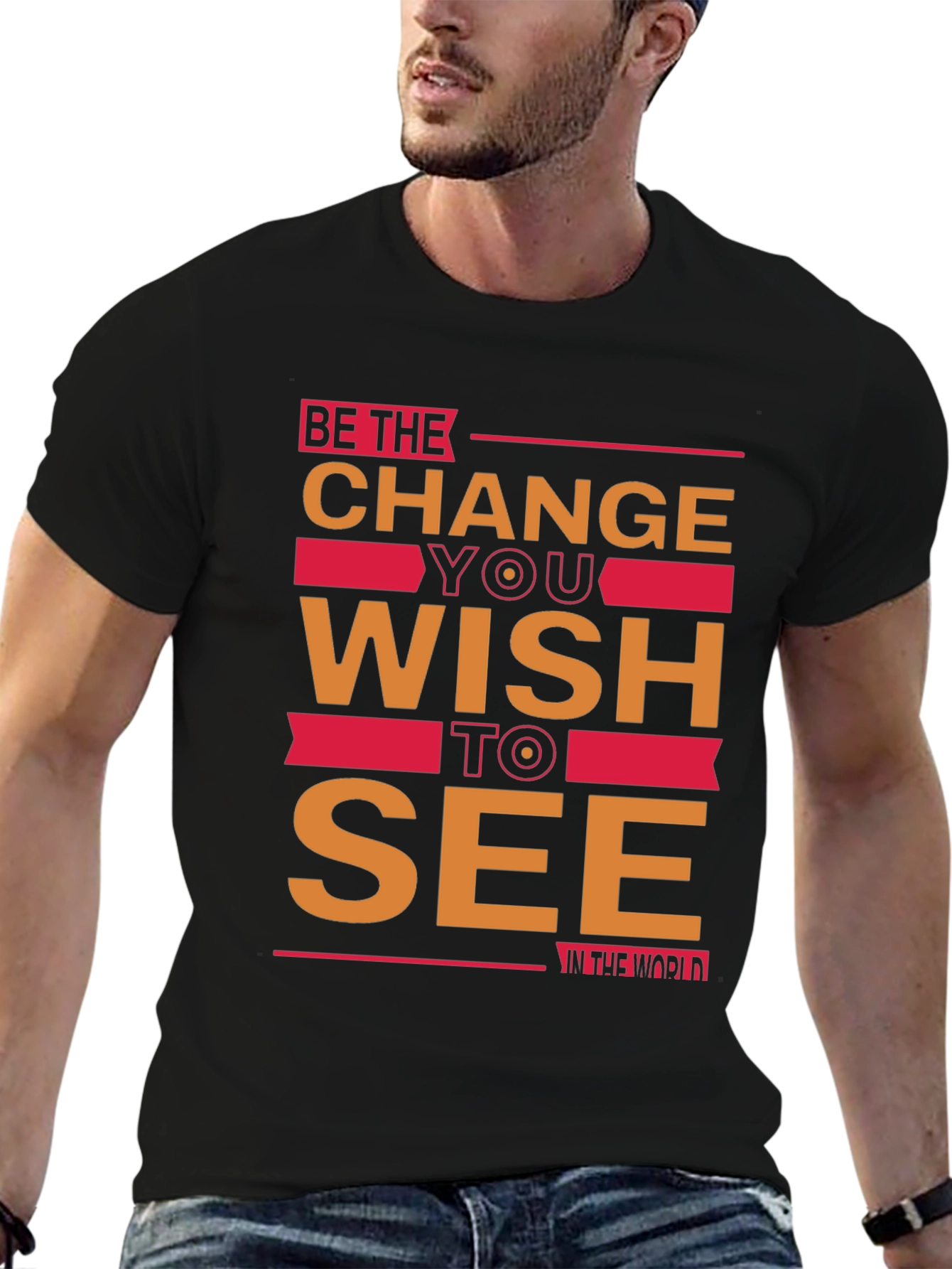 Black Be the Change Graphic Tee - Inspiring Black T-Shirt view 6