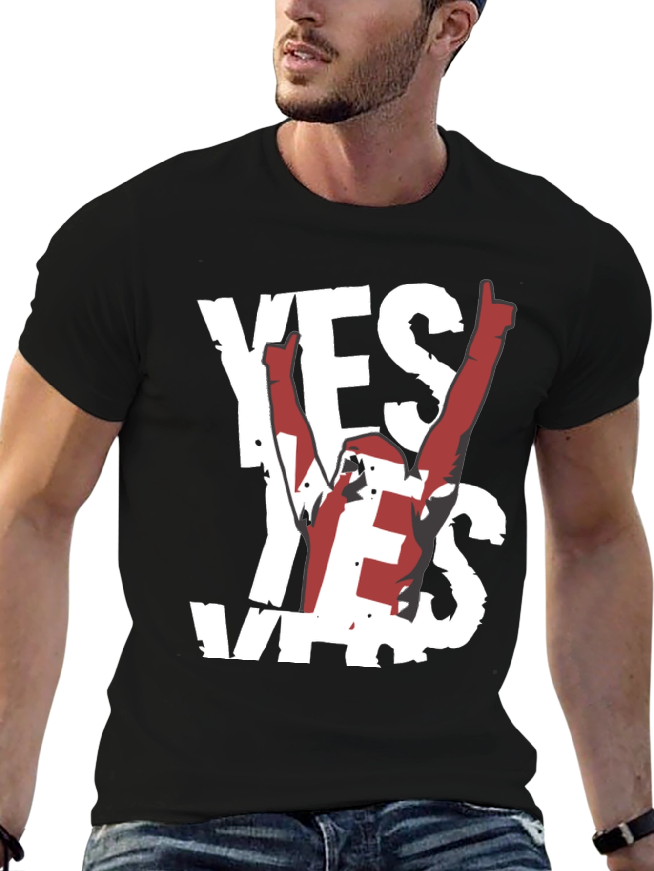 Black Yes! Graphic Tee - Soft Black Cotton Shirt view 6
