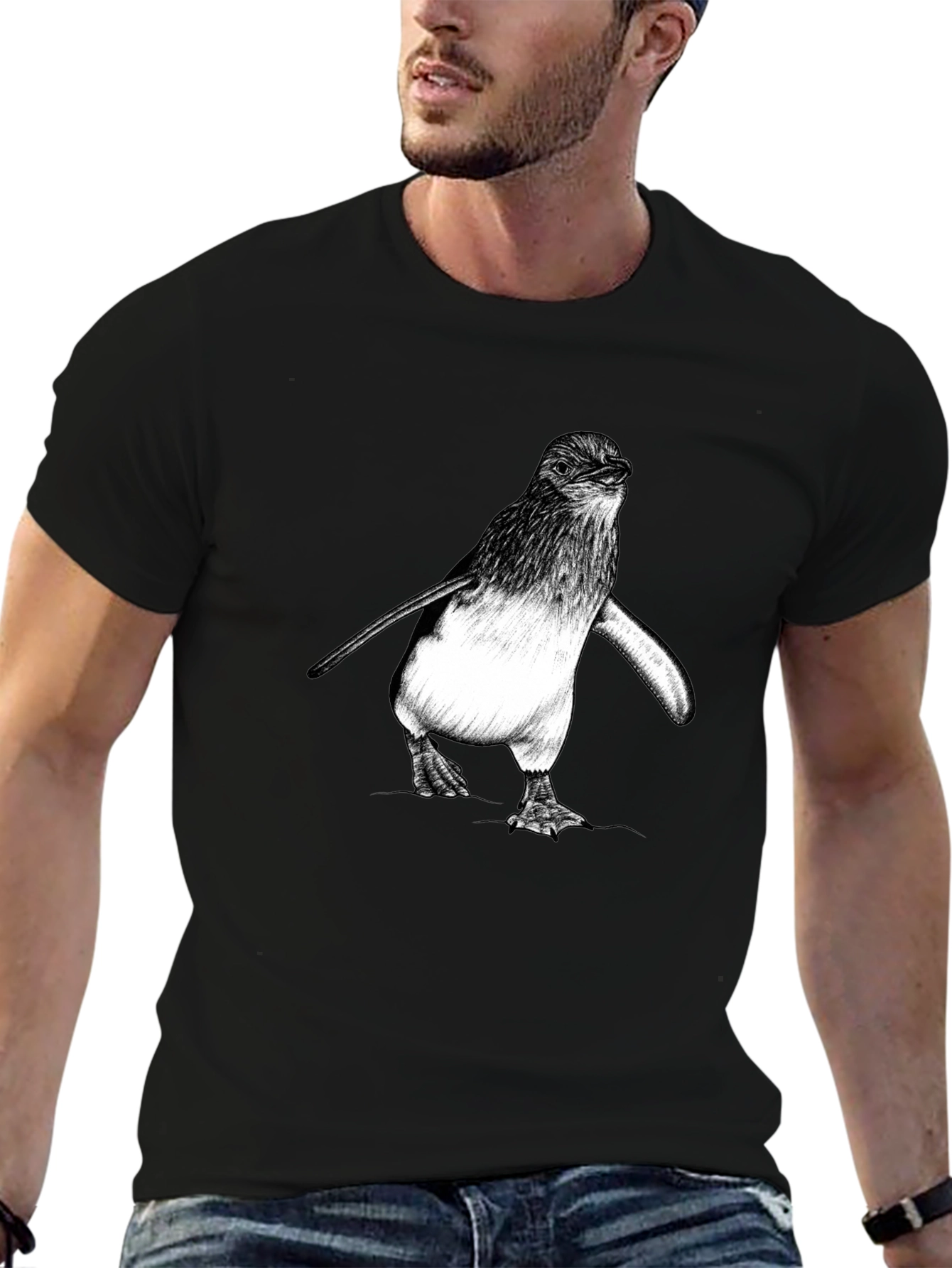 Black Penguin Graphic Tee - Black Cotton Comfort view 6