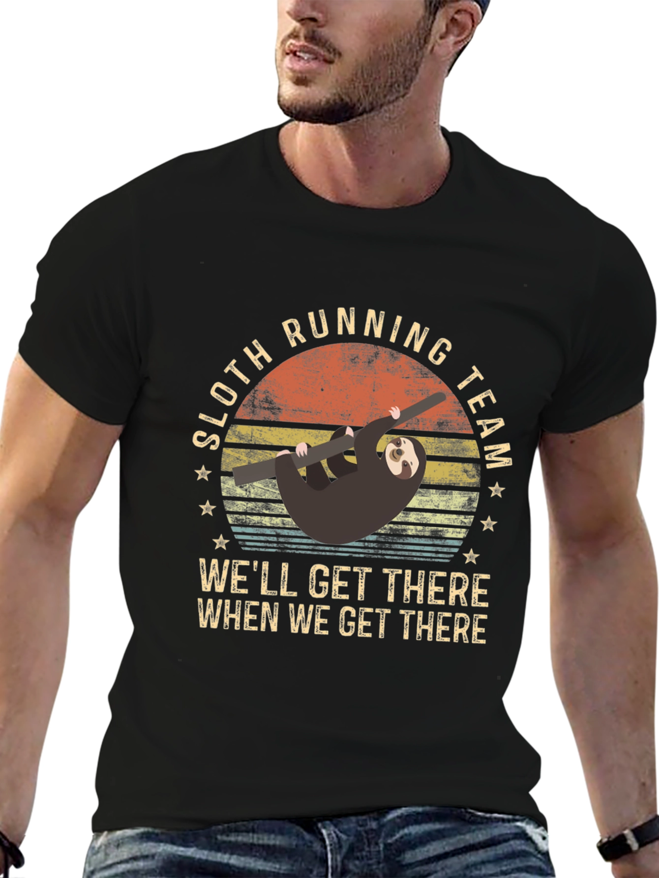 Black Sloth Running Team Men's T-Shirt view 6