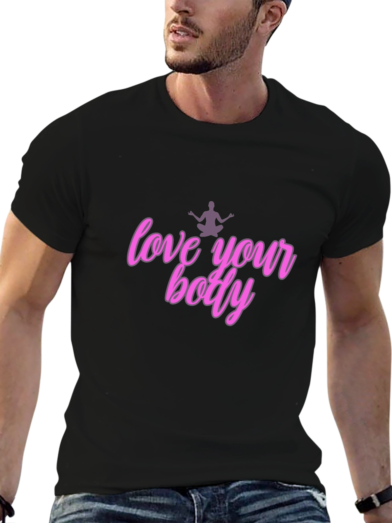 Black Love Your Body T-Shirt - Black Unisex view 6