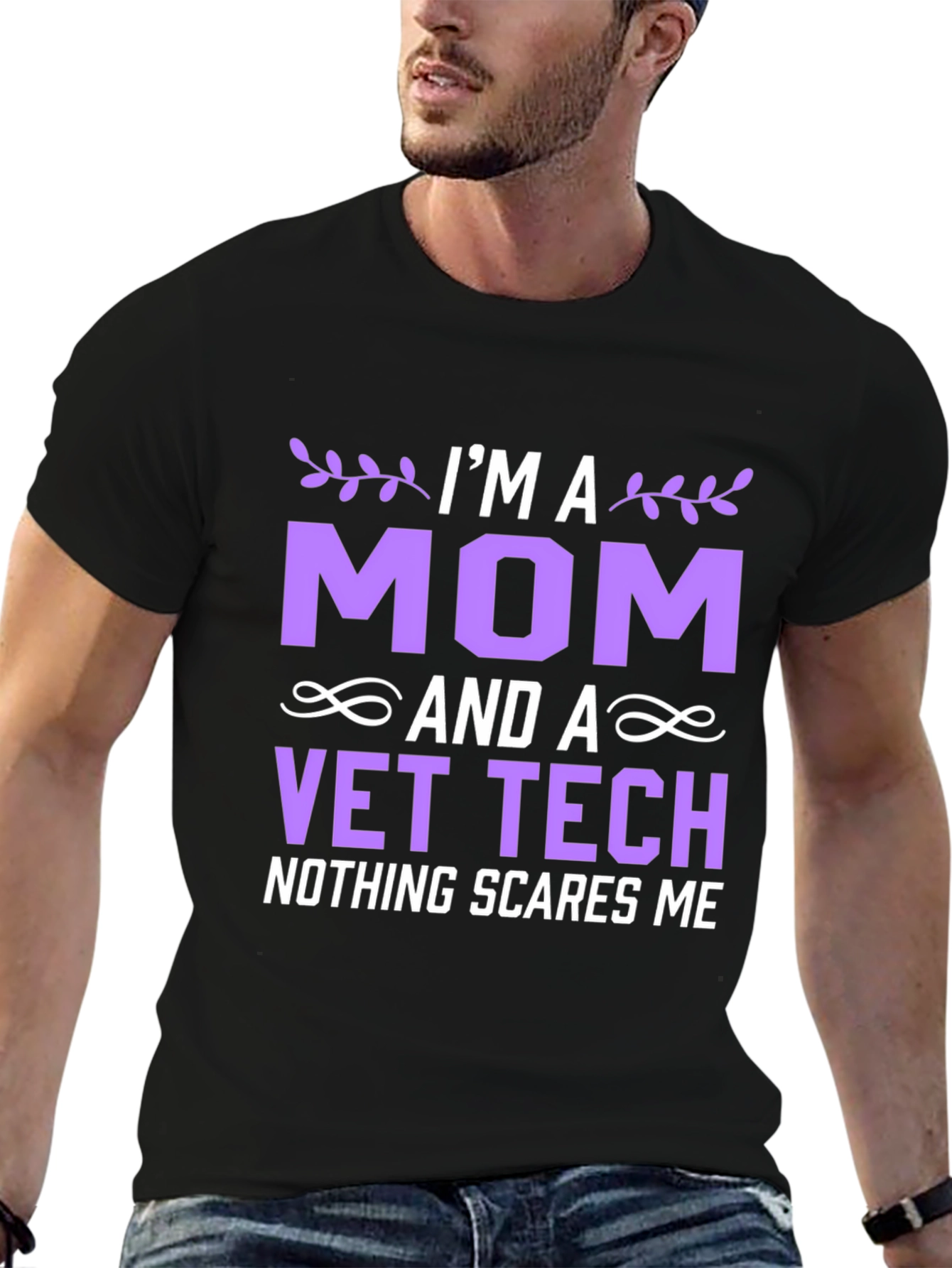 Black I'm A Mom And A Vet Tech T-Shirt view 6