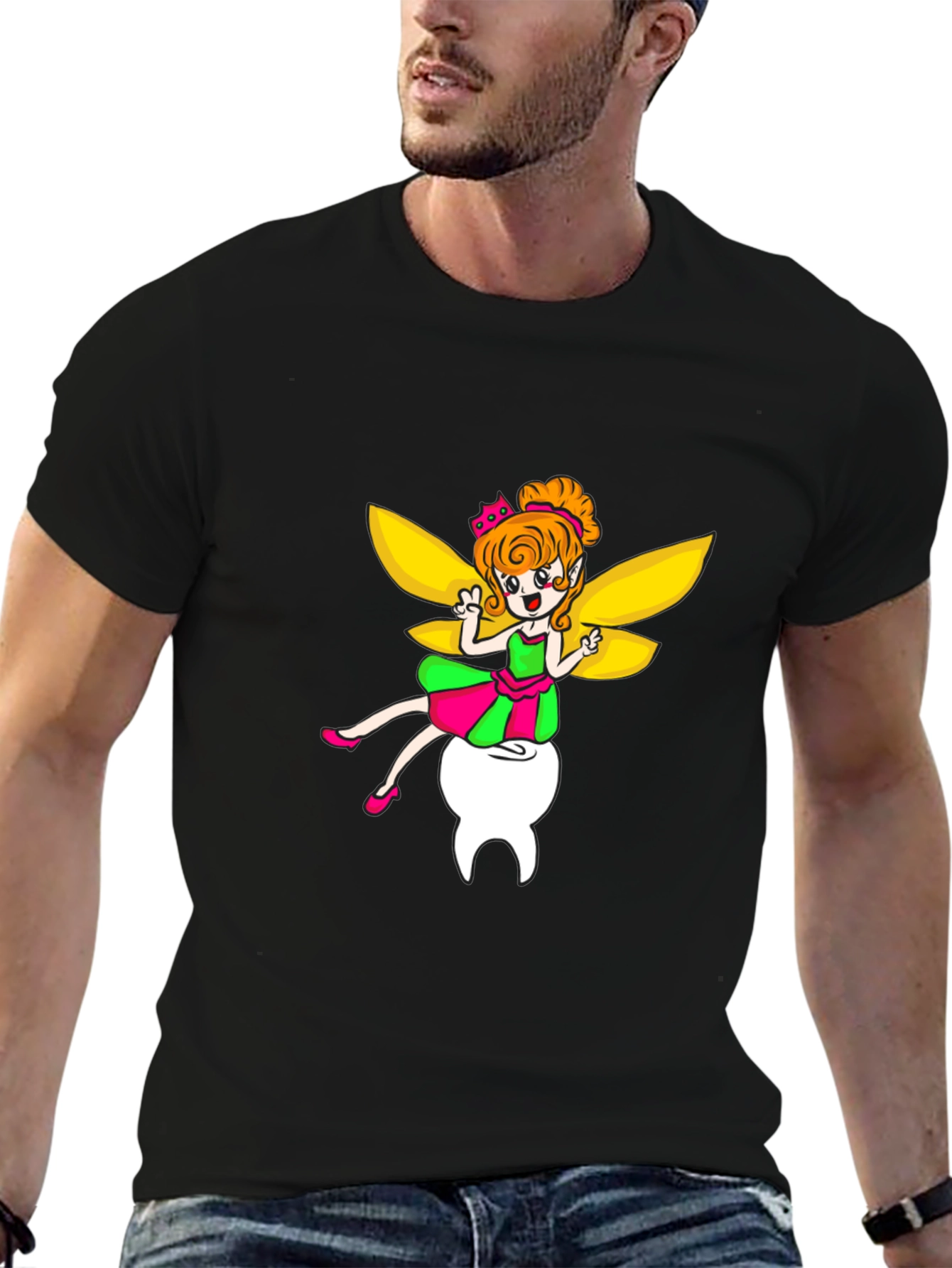 Black Tooth Fairy Graphic Tee - Unisex Black T-Shirt view 6