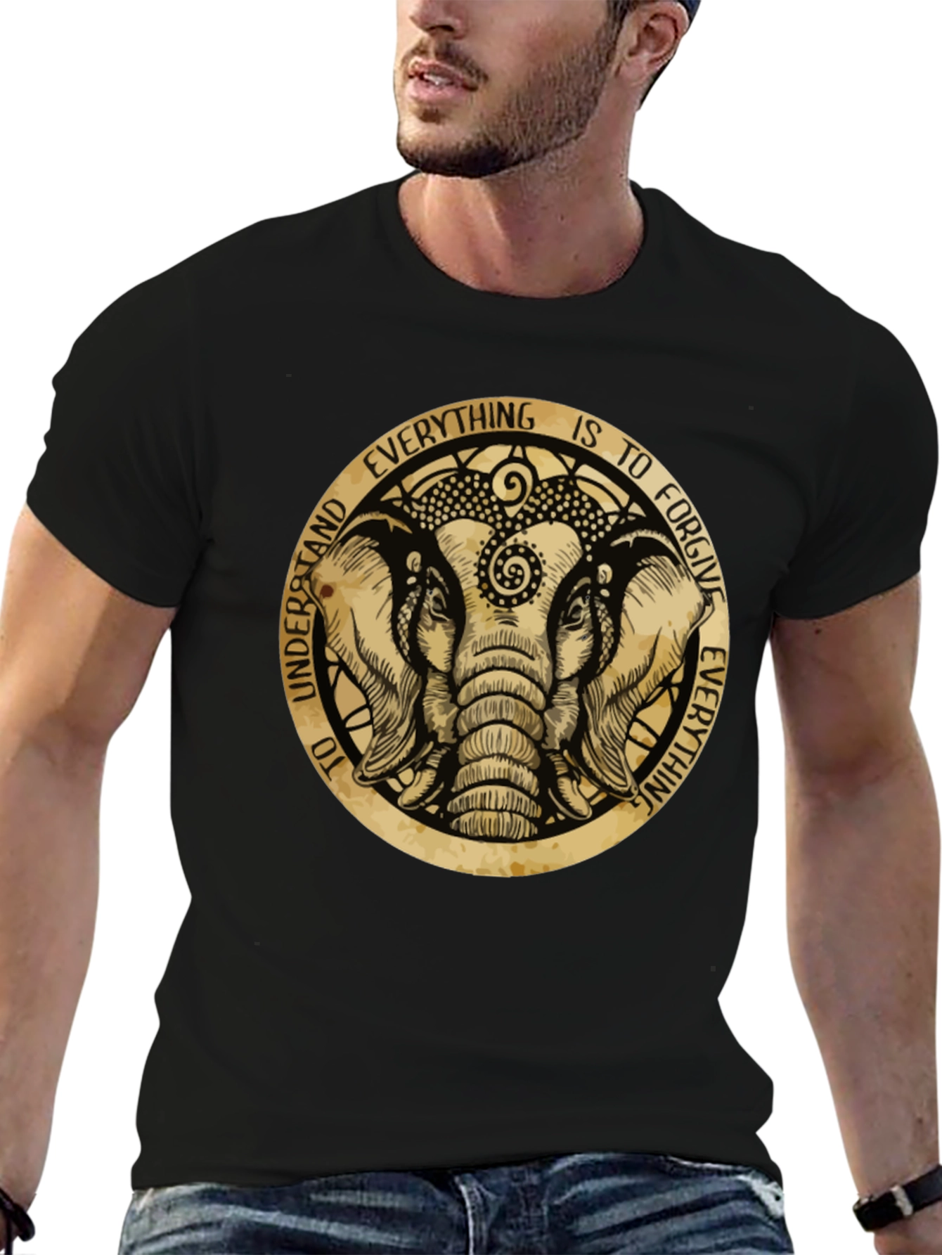 Black Elephant Forgiveness Graphic T-Shirt view 6