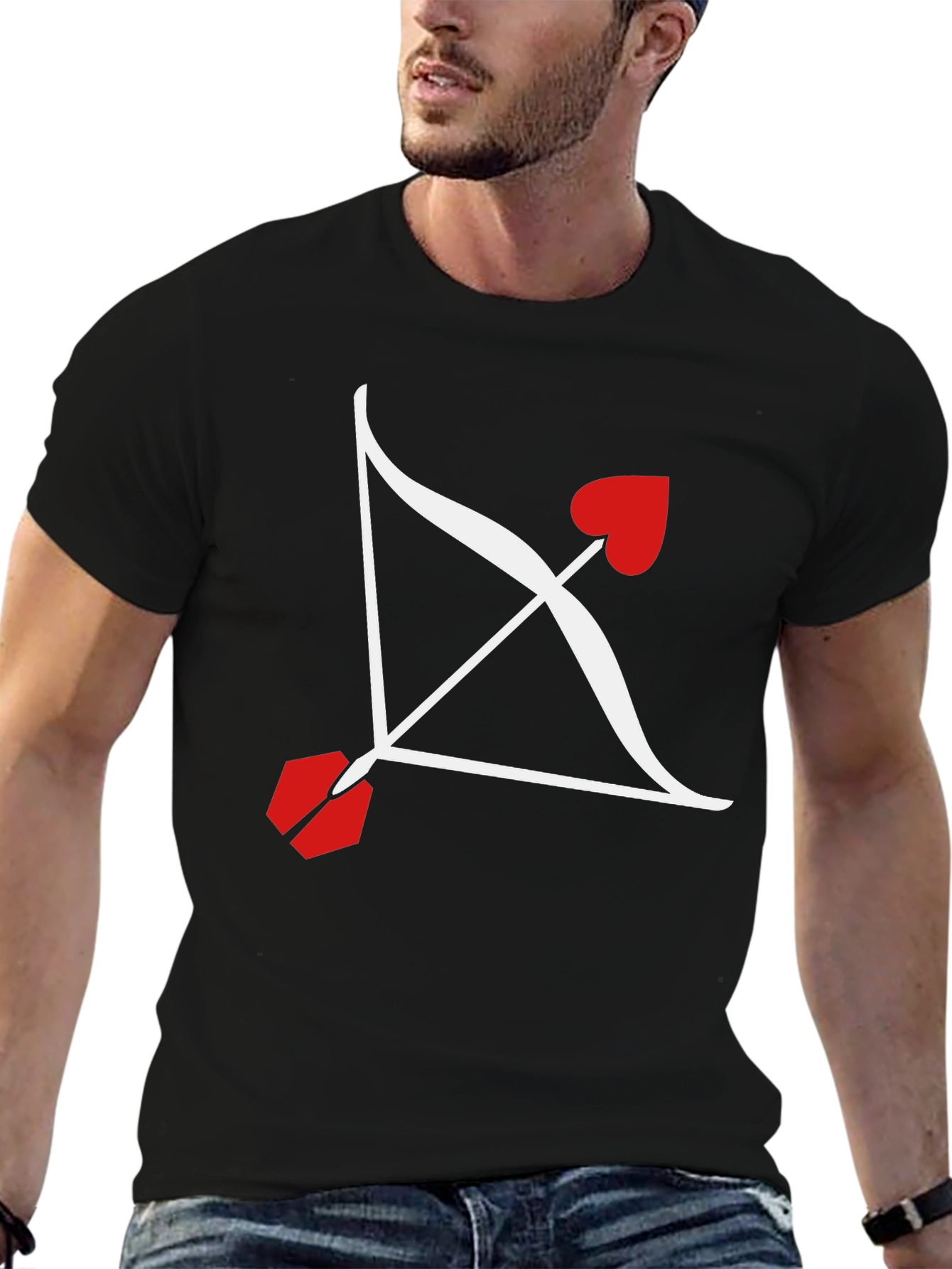 Black Cupid's Arrow Graphic Tee - Valentine's Day Black Shirt view 6