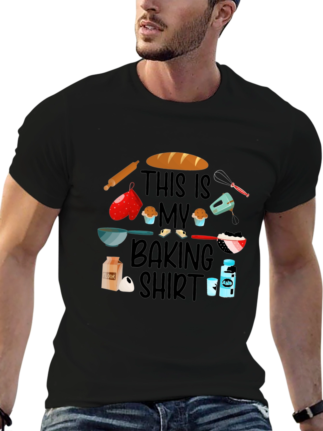 Black This Is My Baking Shirt - Novelty Graphic Tee view 6