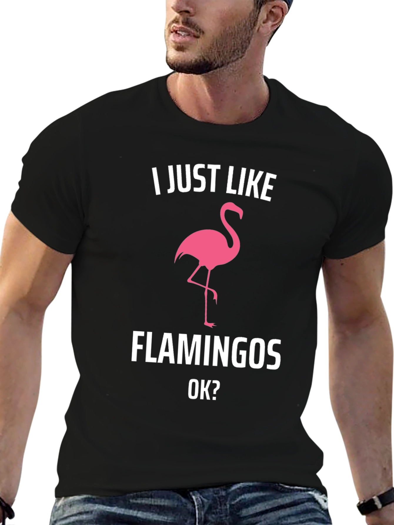 Black I Just Like Flamingos T-Shirt view 6