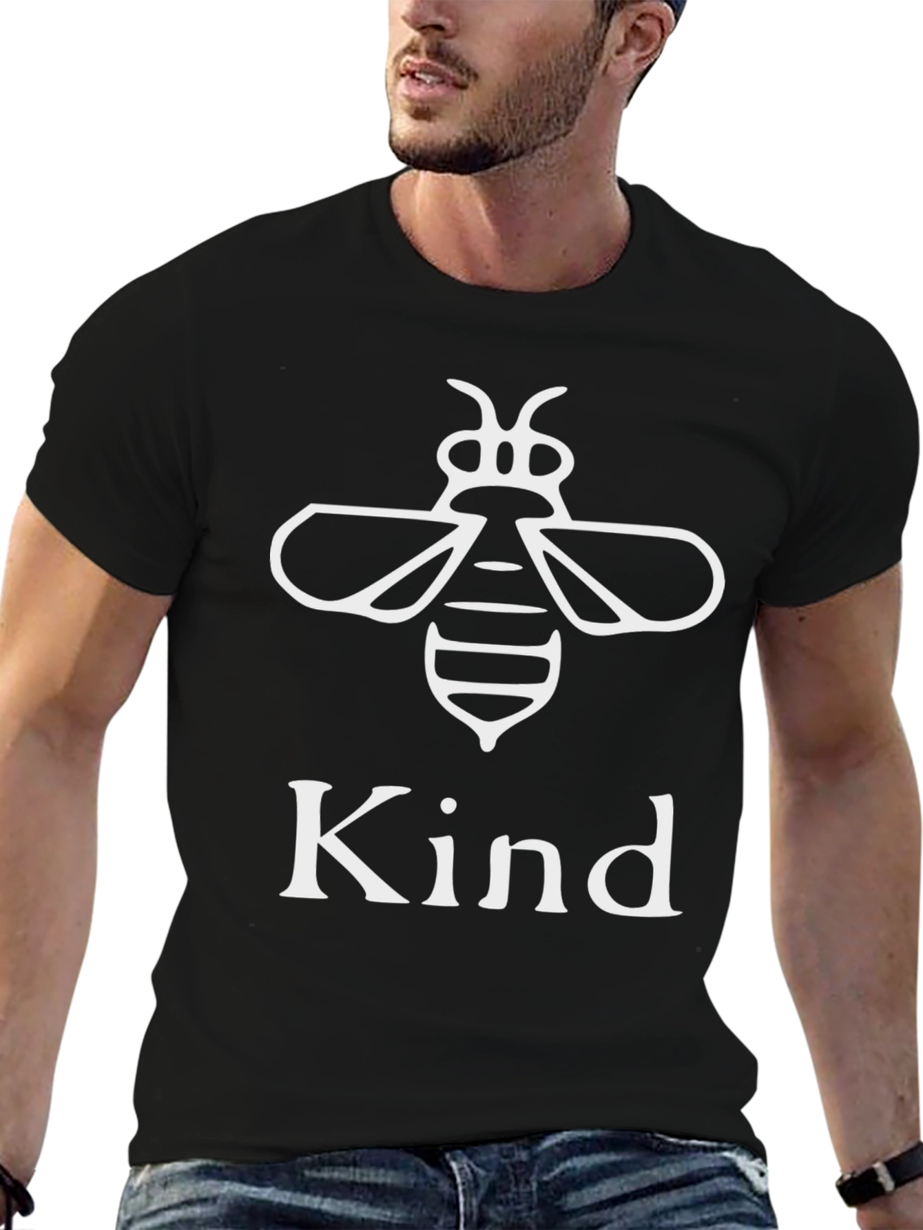 Black Bee Kind Graphic T-Shirt - Unisex Cotton Tee view 6