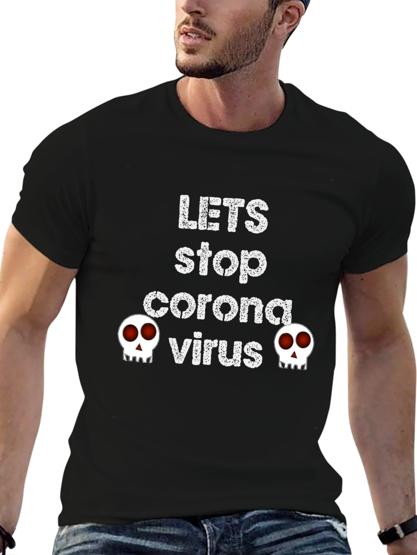 Black Stop Corona Virus Graphic Tee view 6