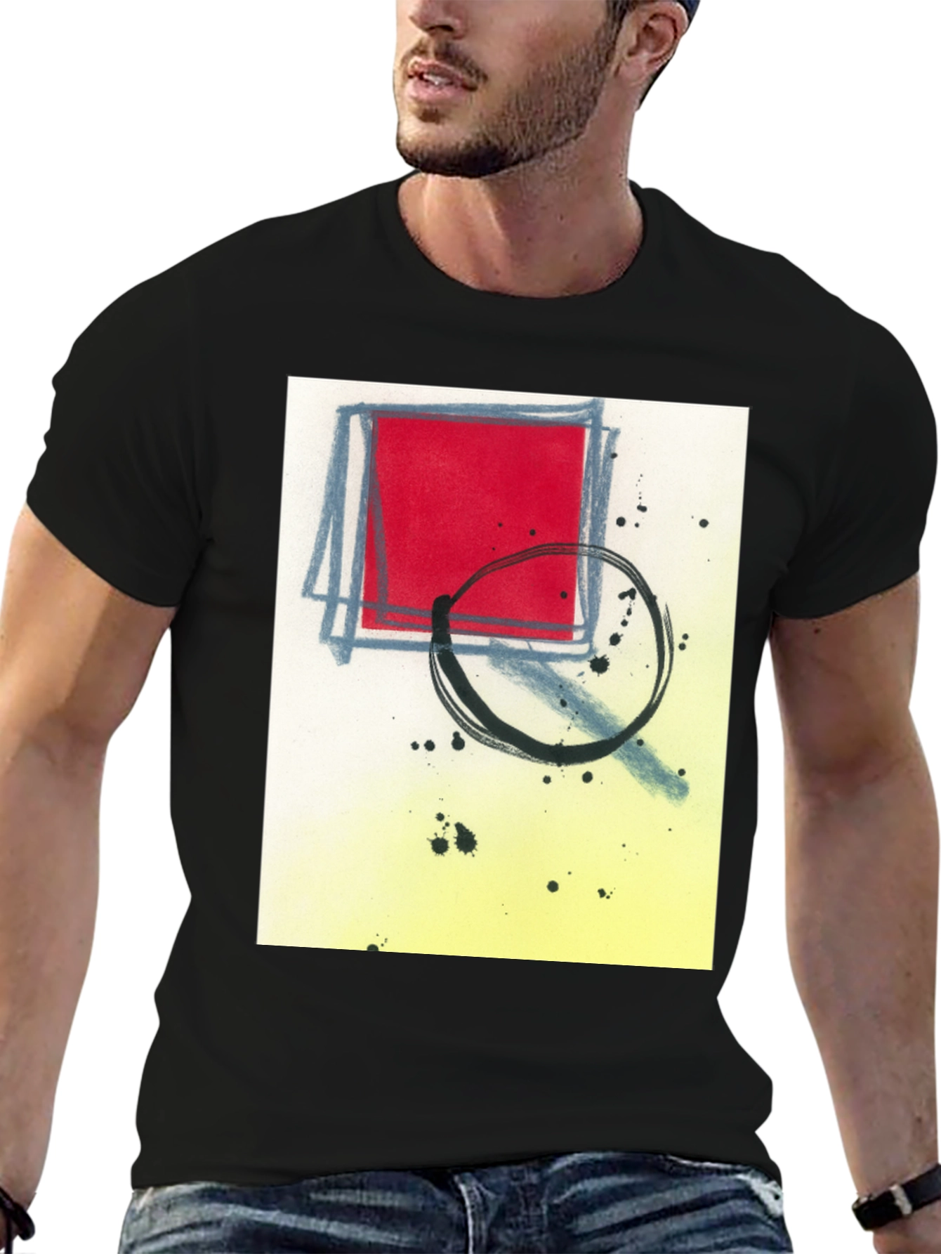 Black Abstract Graphic T-Shirt - Modern Art Tee view 6