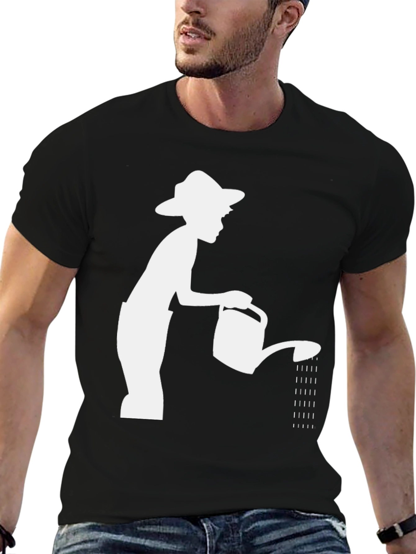 Black Gardener Graphic Tee - Black Cotton T-Shirt view 6