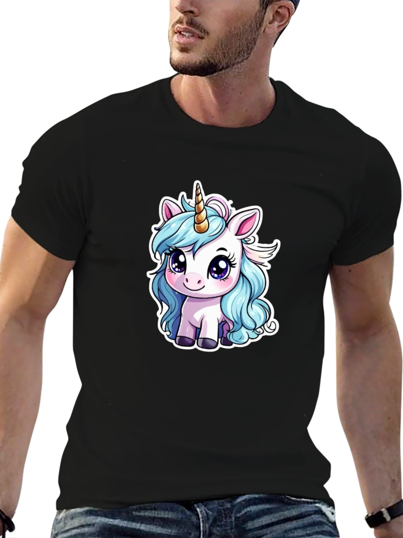 Black Unicorn Graphic Tee - Cute Cartoon Design view 6
