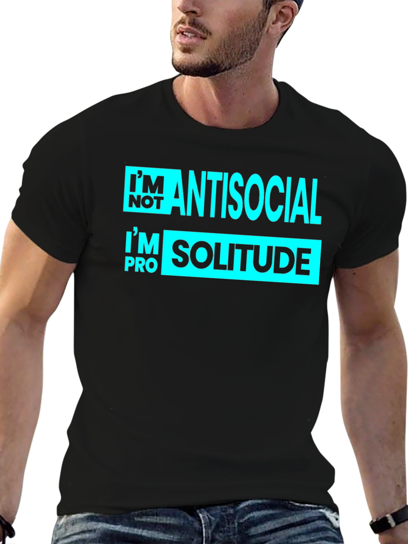 Black Antisocial Solitude Graphic T-Shirt view 6