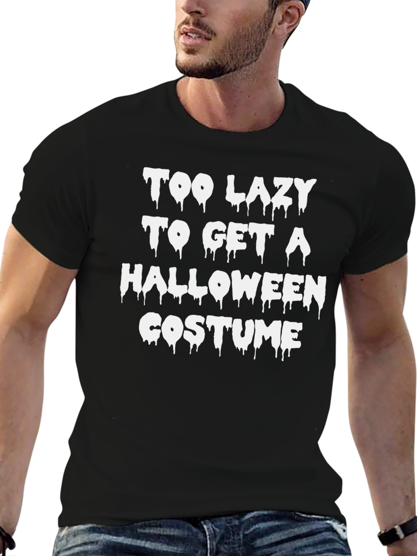 Black Too Lazy Halloween Costume T-Shirt - Funny & Easy! view 6