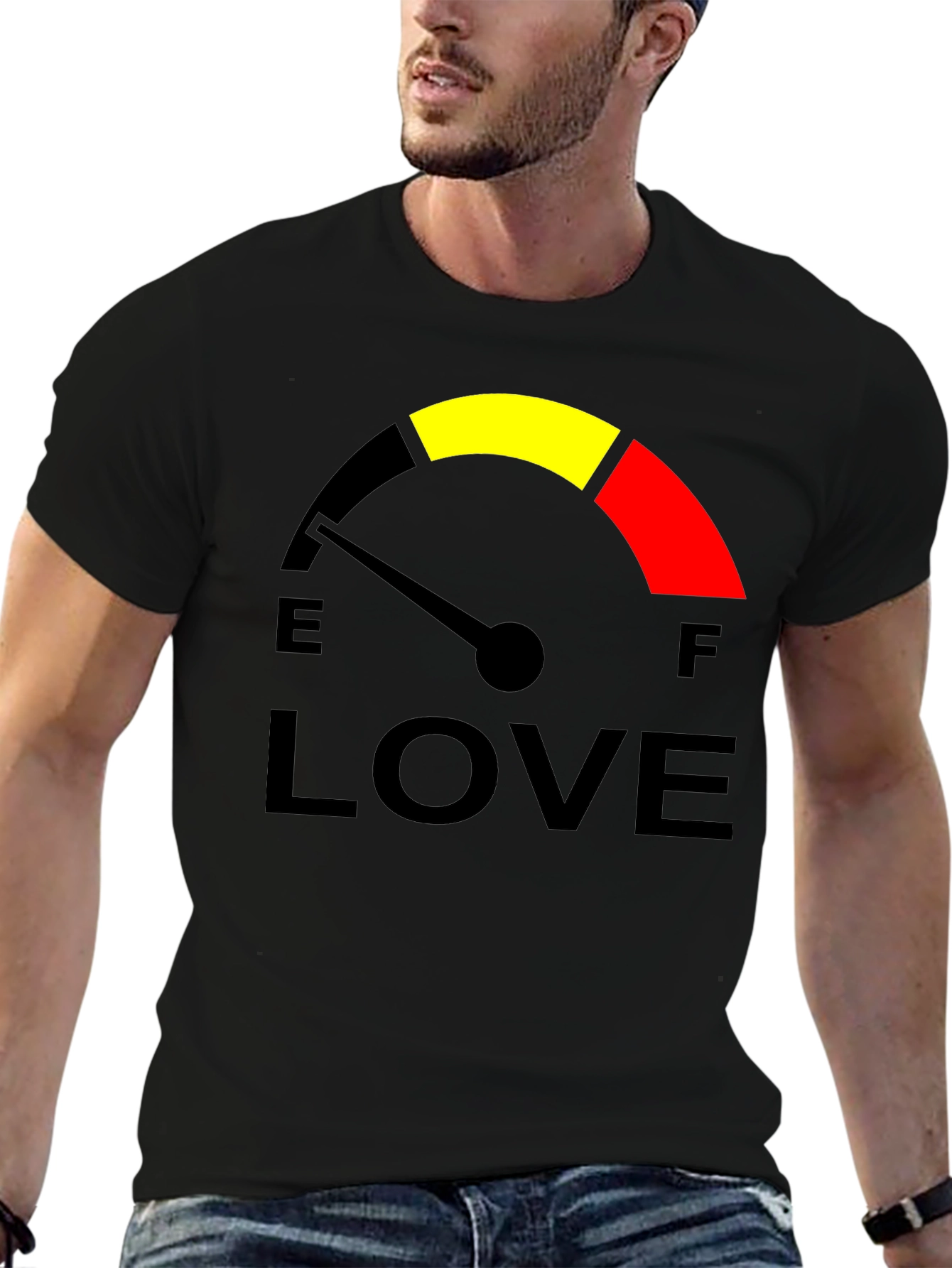 Black Love Meter T-Shirt - Full of Love Graphic Tee view 6