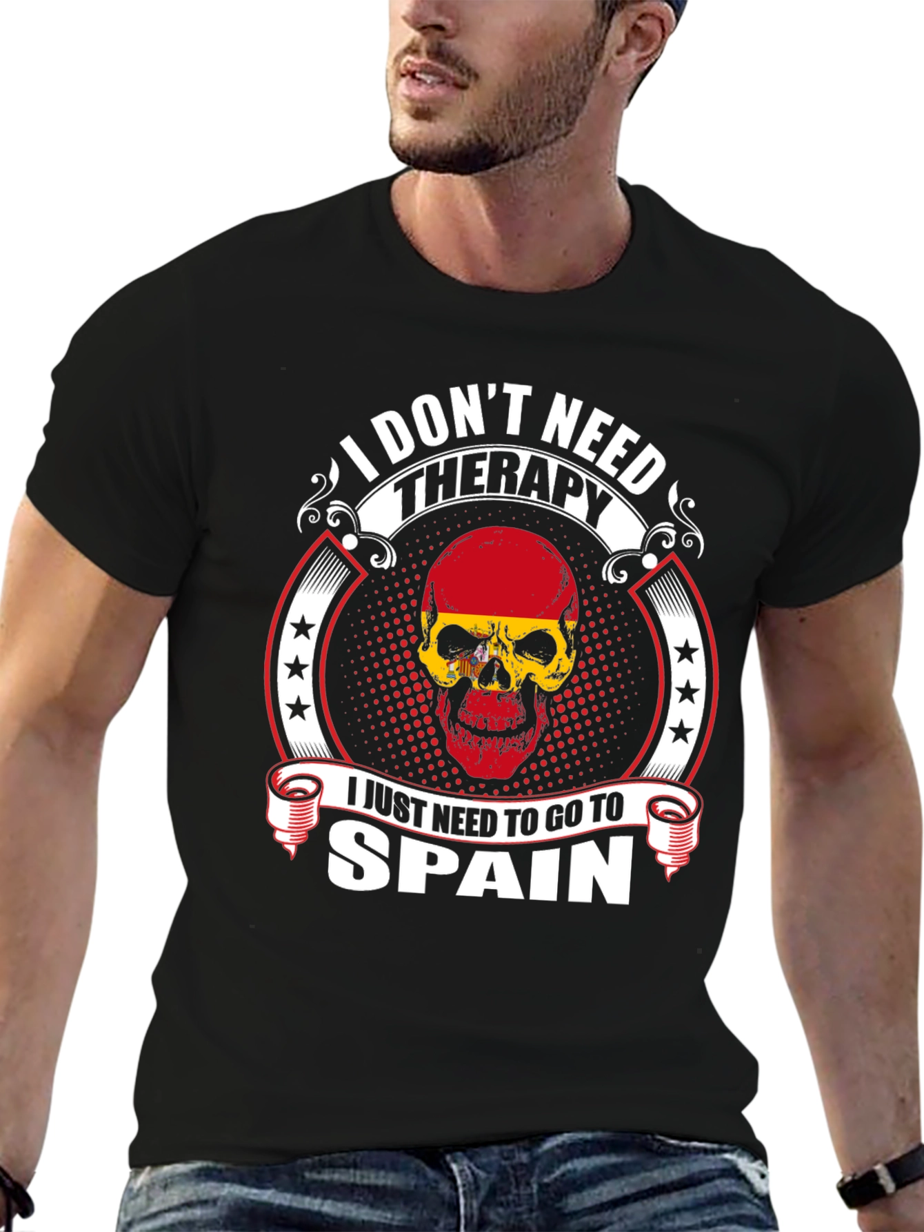 Spain Therapy Skull Graphic T-Shirt - 6