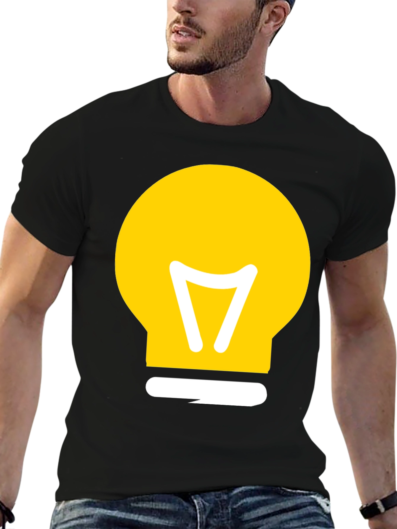Black Idea Bulb Graphic T-Shirt - Black Cotton Tee view 6