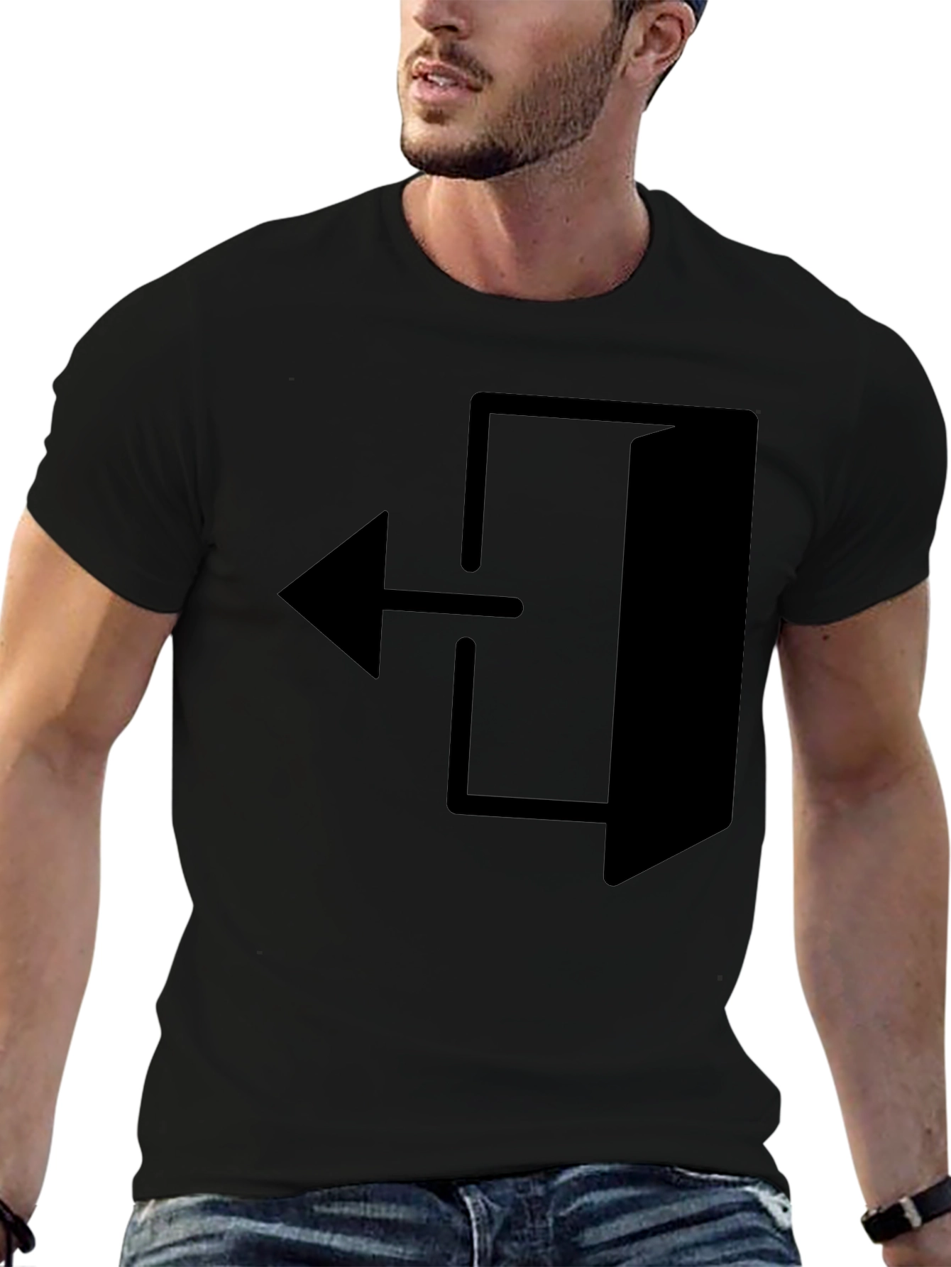 Black Exit Arrow Graphic Black T-Shirt view 6