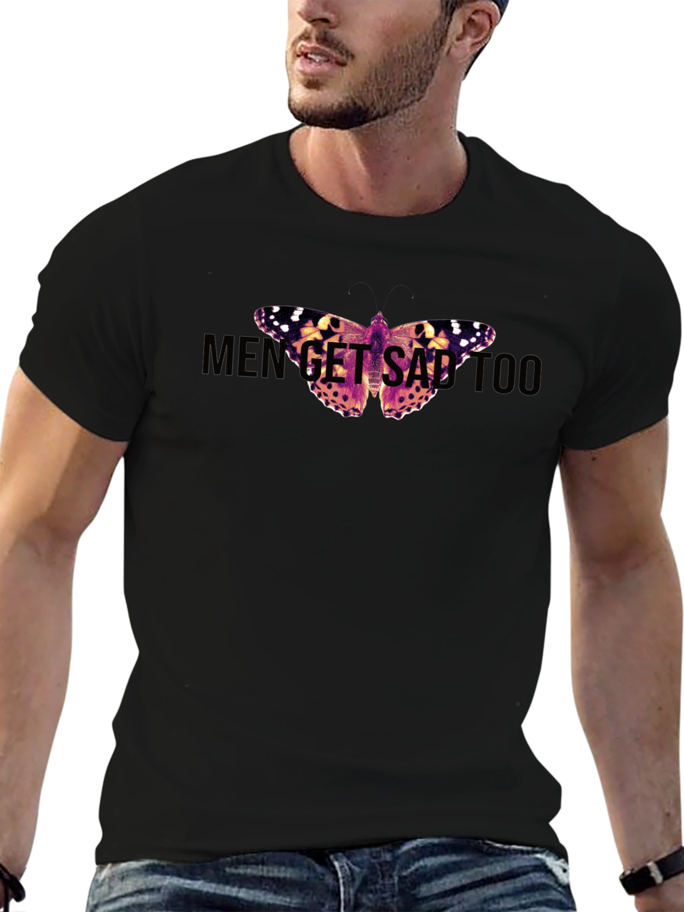 Black Men Get Sad Too Butterfly Graphic Tee view 6