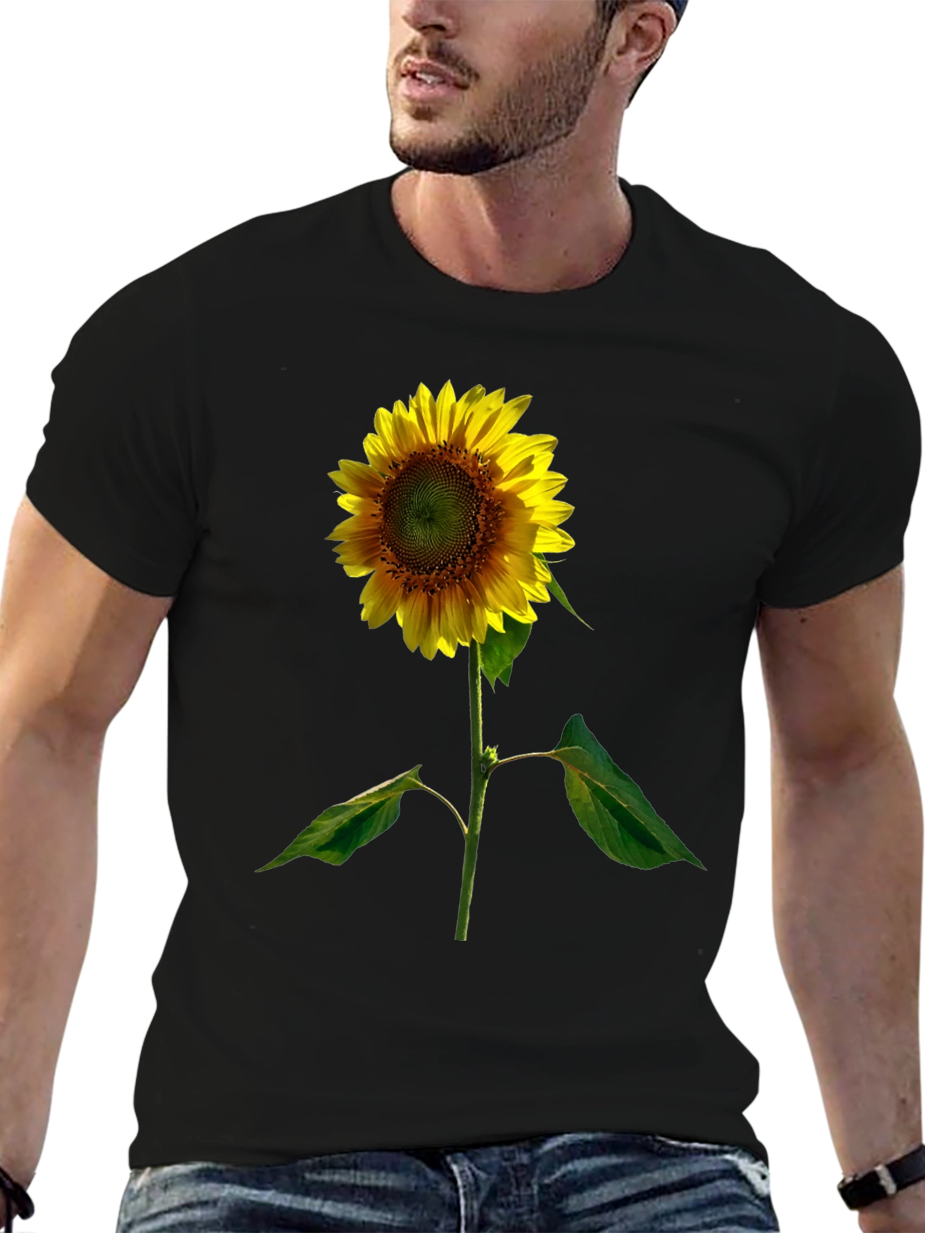 Black Sunflower Graphic Black Tee view 6