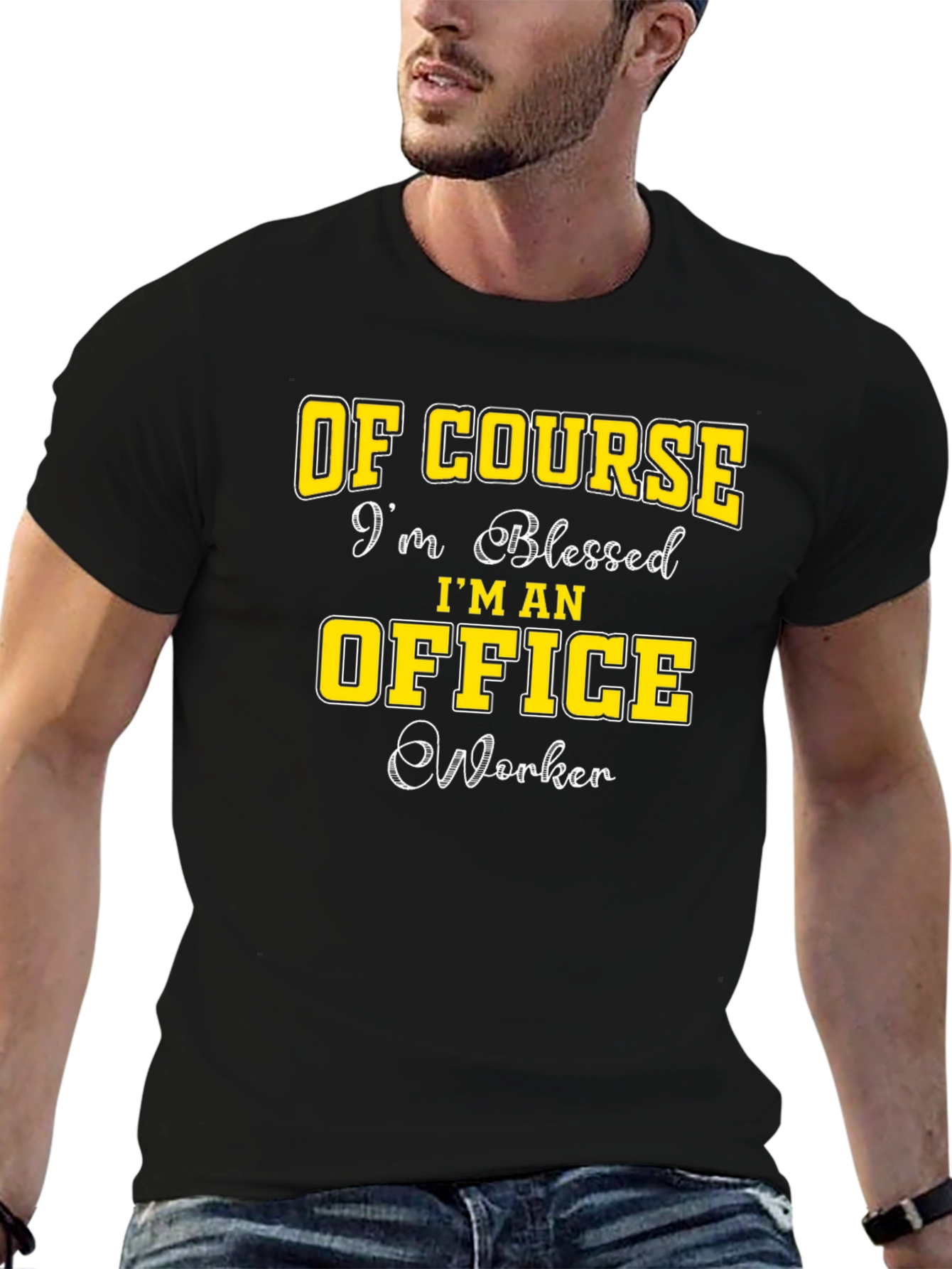 Black Blessed Office Worker Black Graphic Tee view 6
