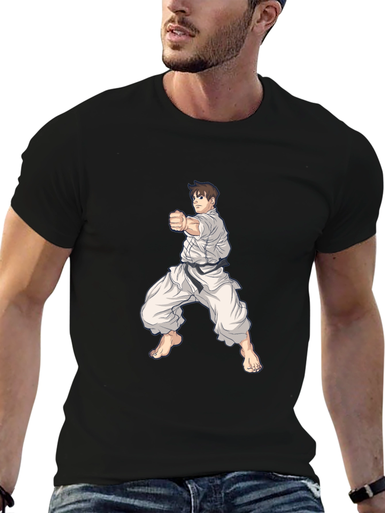 Black Karate Graphic Tee - Martial Arts Style Shirt view 6
