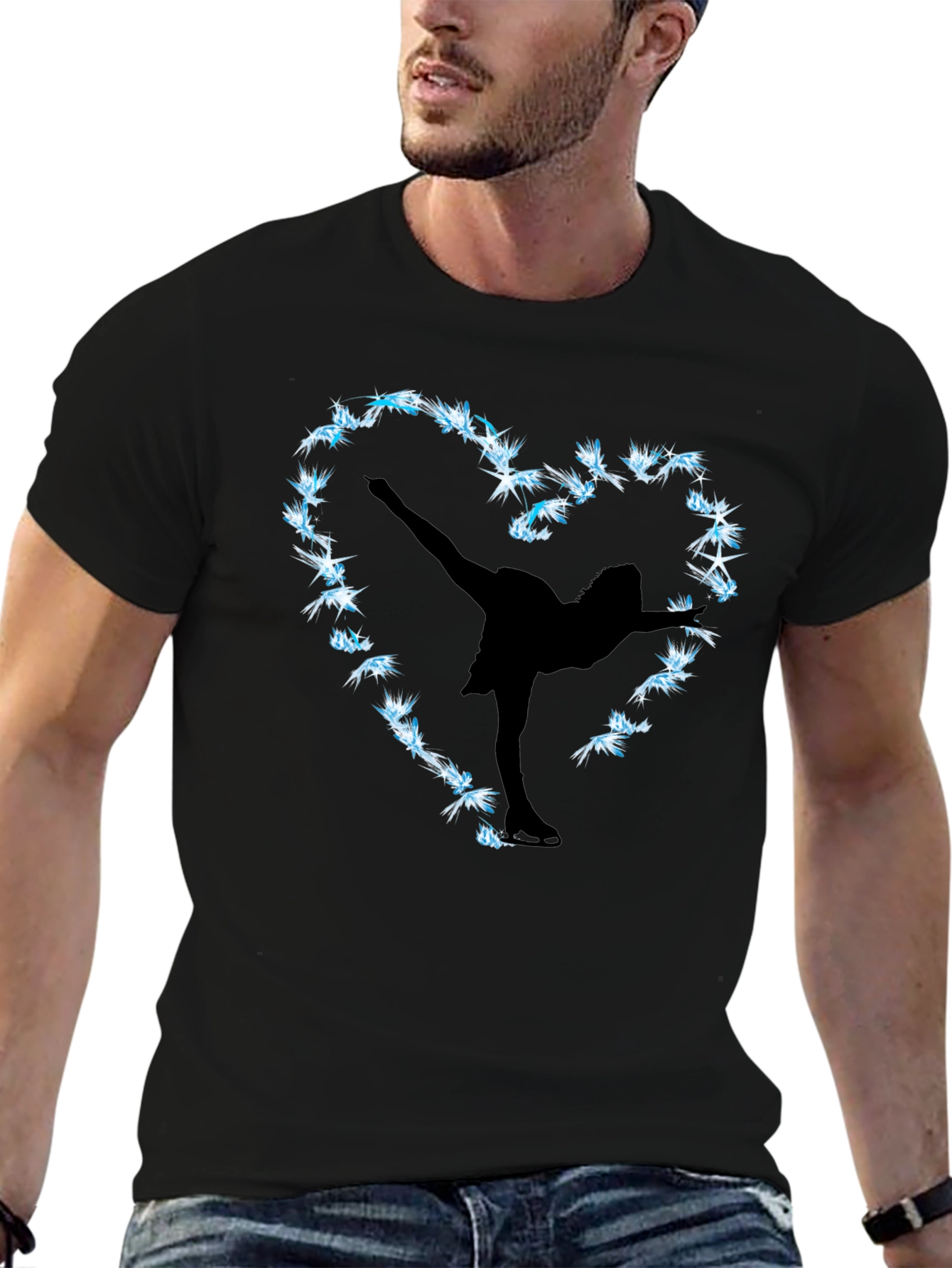 Black Figure Skating Heart Graphic Tee view 6