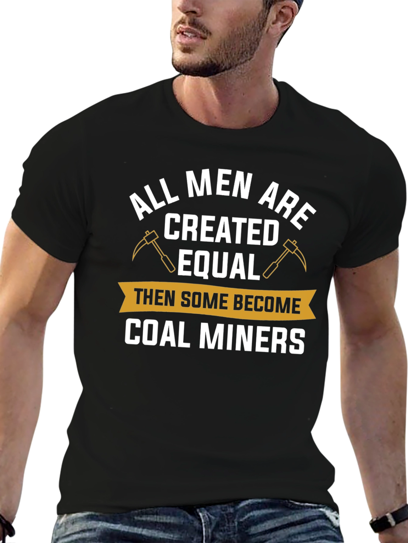 Black Coal Miner T-Shirt - All Men Are Created Equal Funny Tee view 6