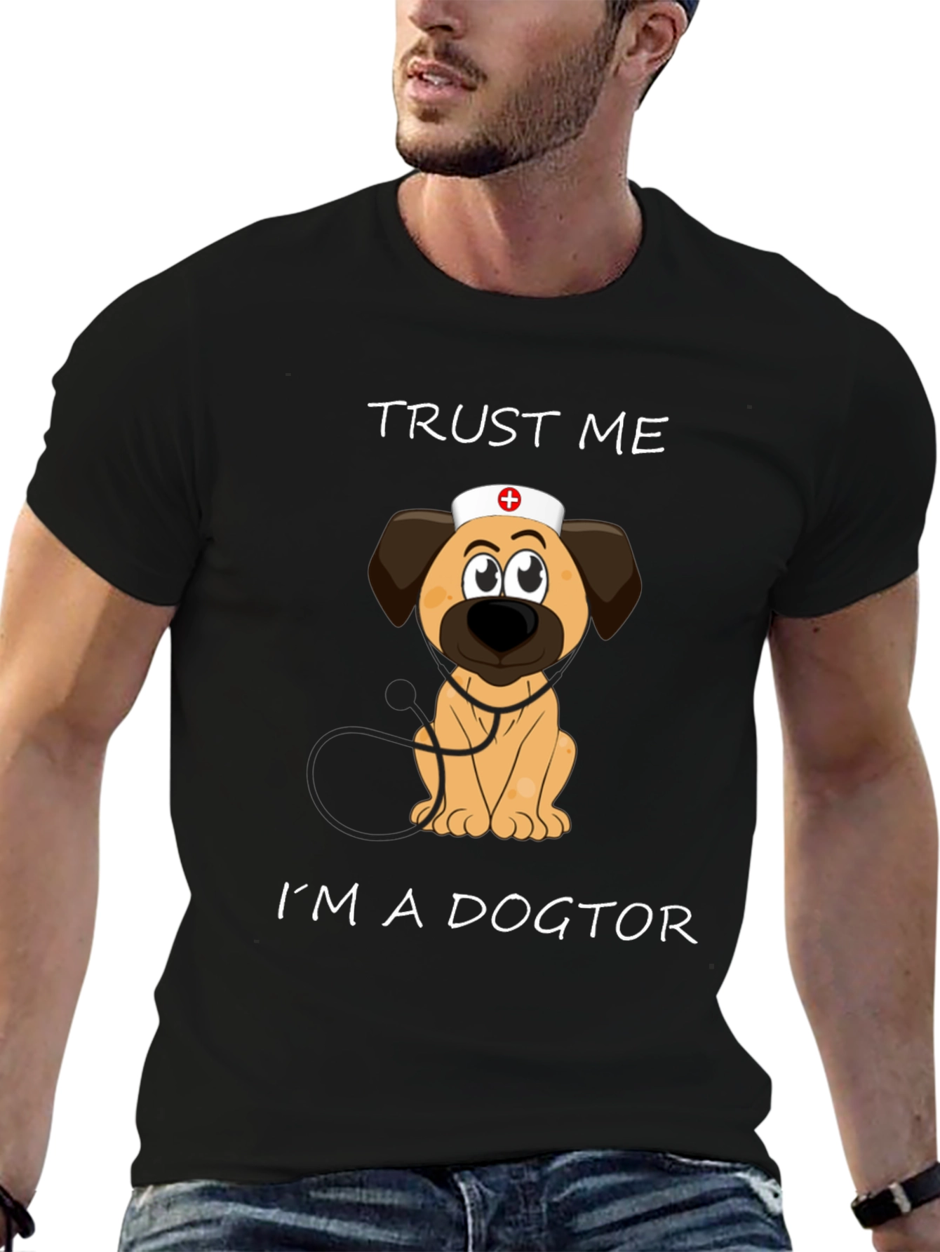 Black Trust Me I'm A Dogtor T-Shirt view 6