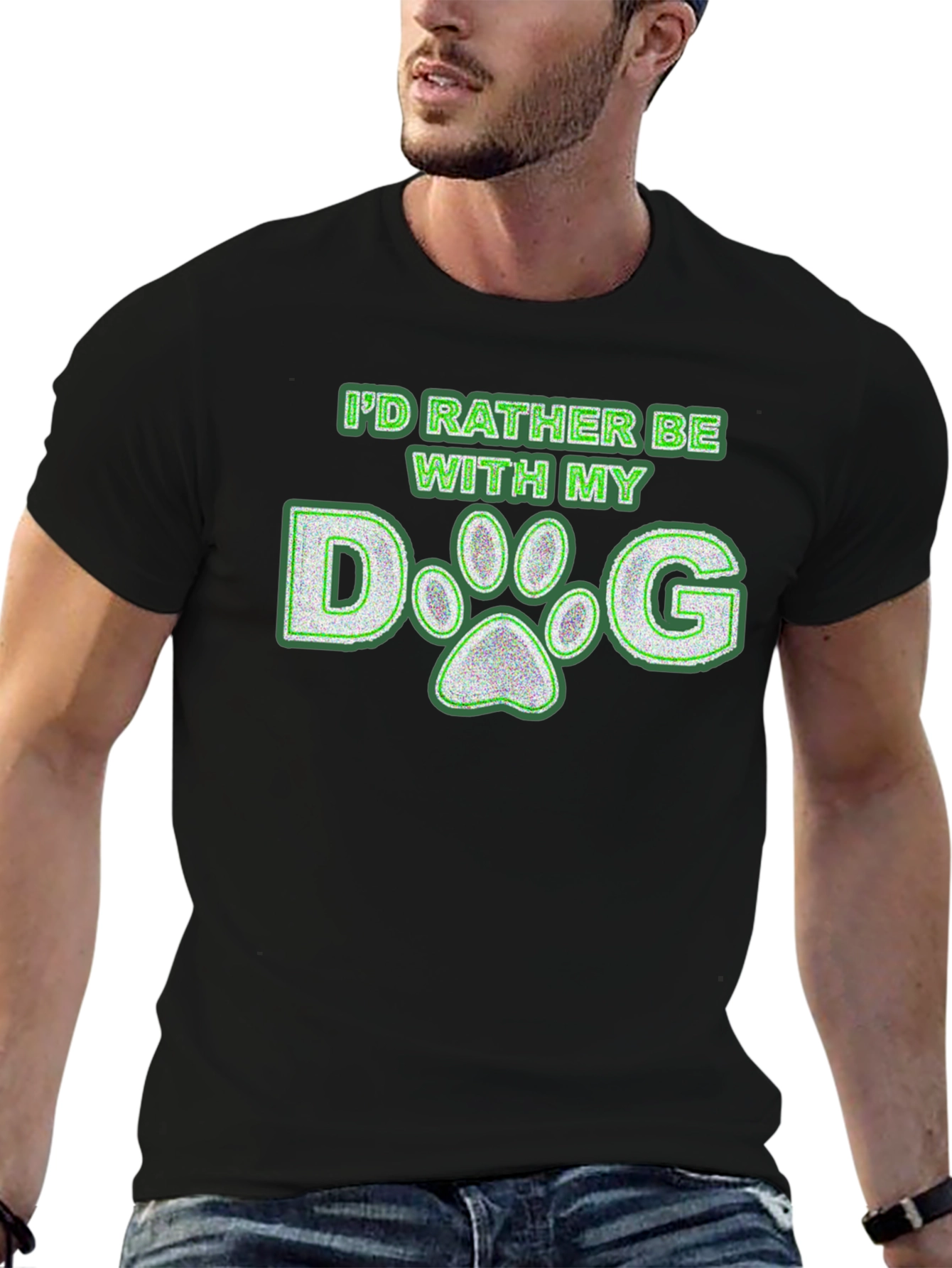Black Dog Lover T-Shirt - I'd Rather Be With My Dog view 6