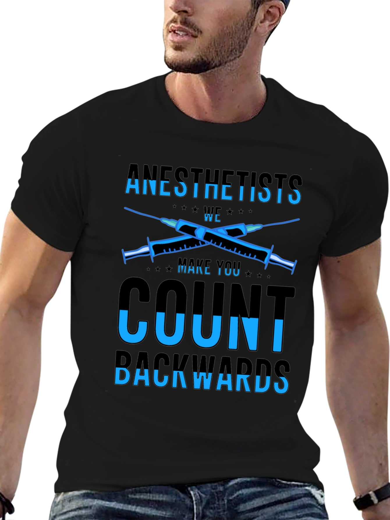 Black Anesthetist Count Backwards T-Shirt - Black view 6