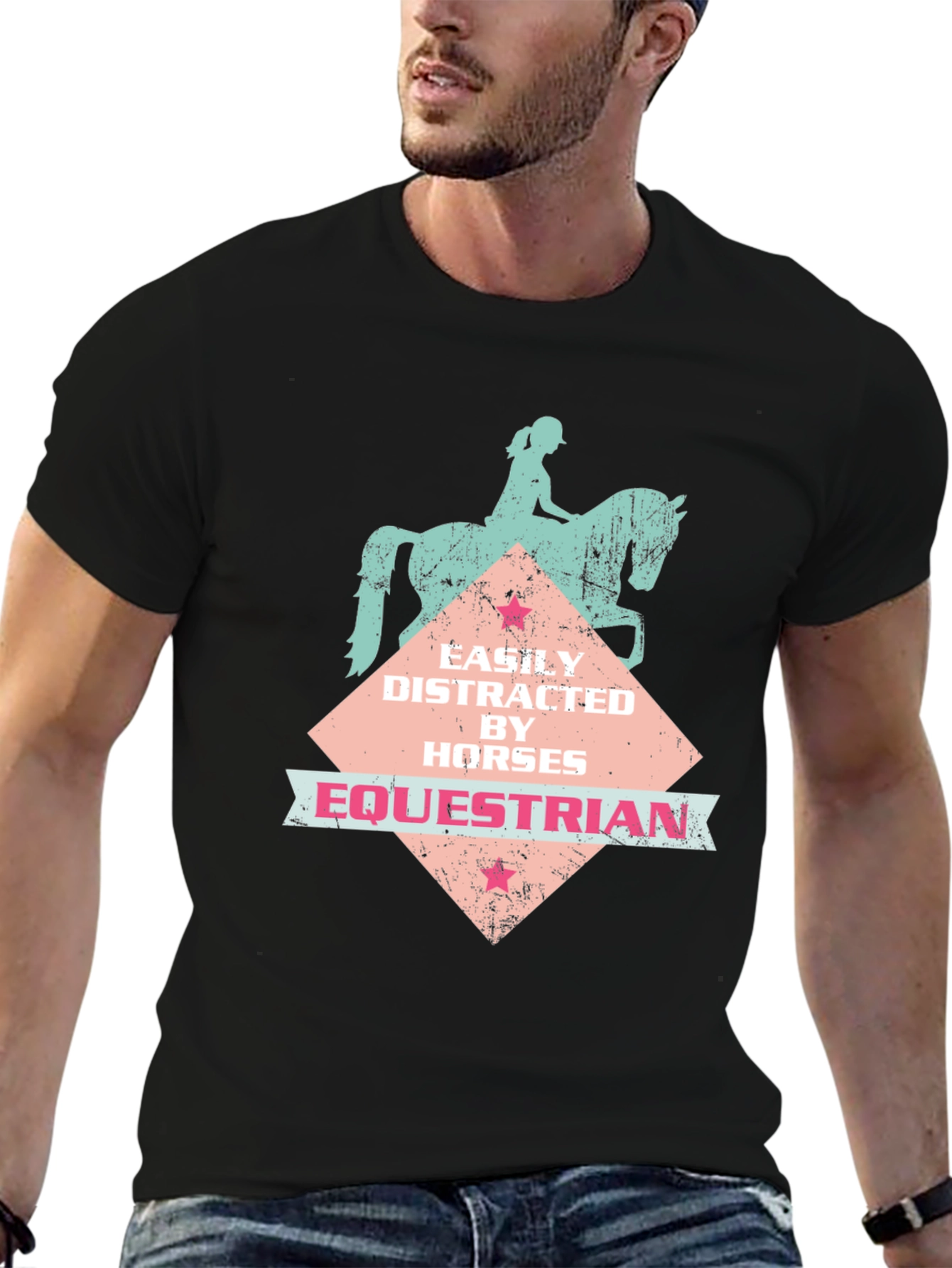 Black Equestrian Horse Lover Graphic T-Shirt view 6