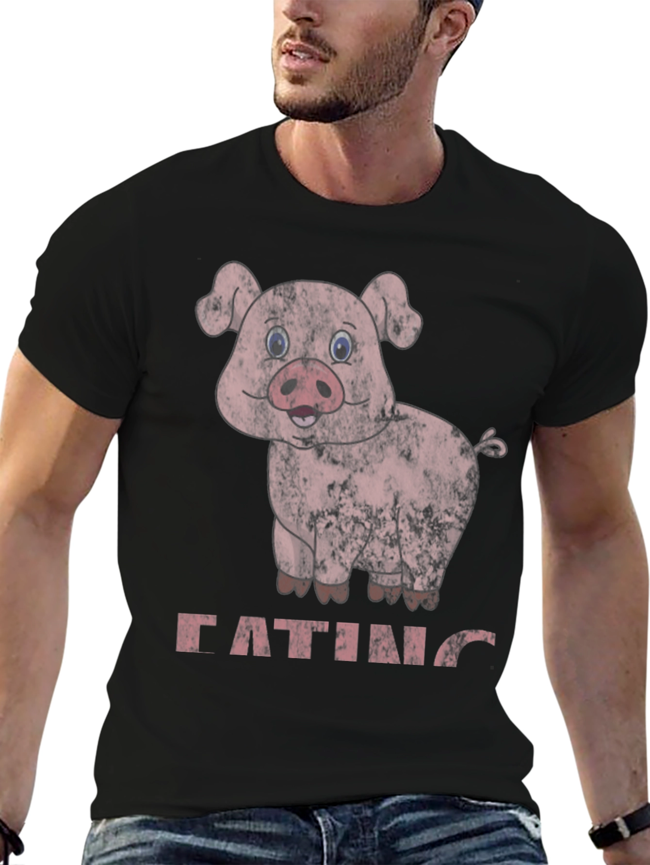 Black Eating Pig Graphic Tee - Unisex view 6