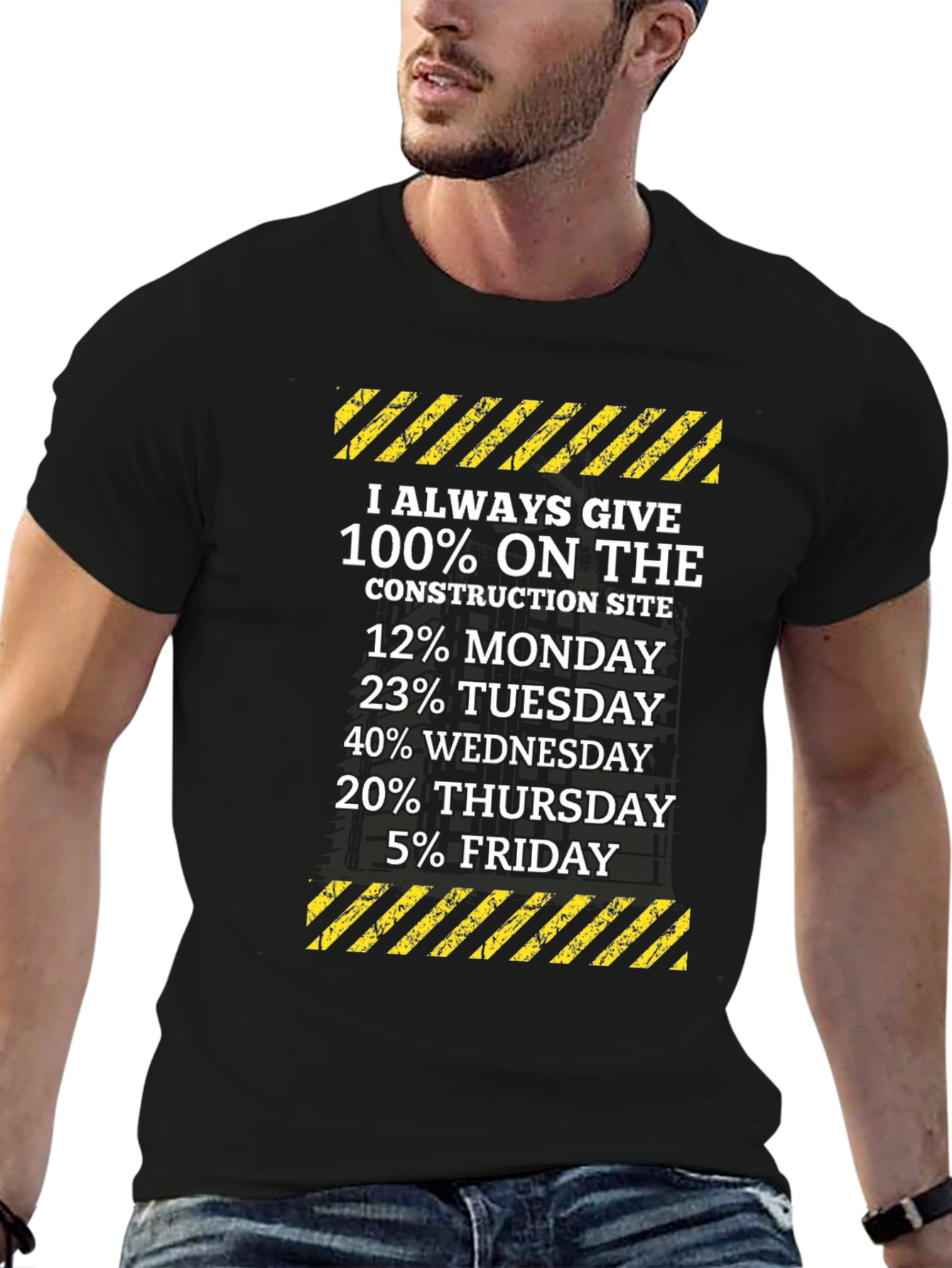 Black Construction Worker Humor T-Shirt view 6