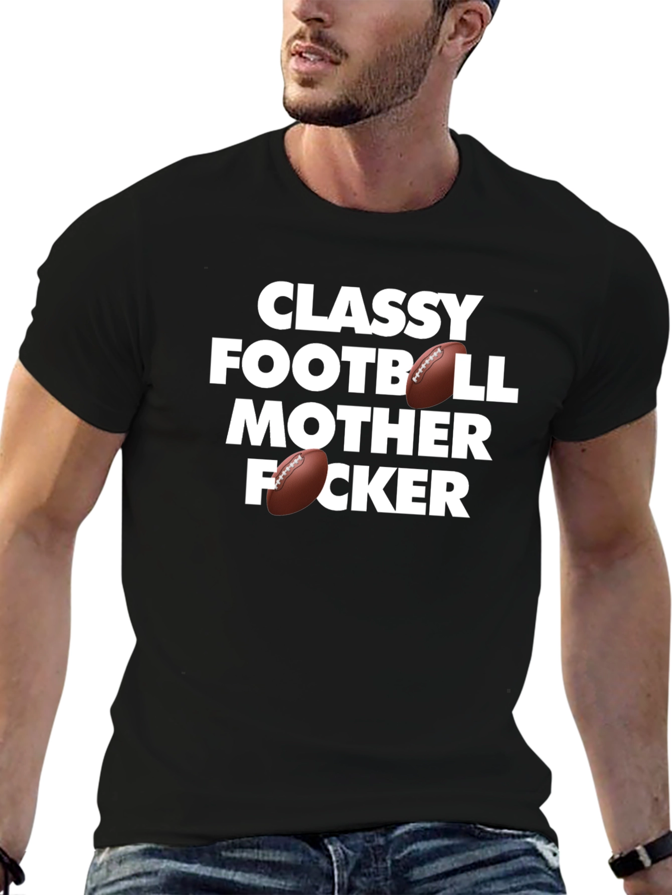 Black Classy Football Mother F'er T-Shirt view 6