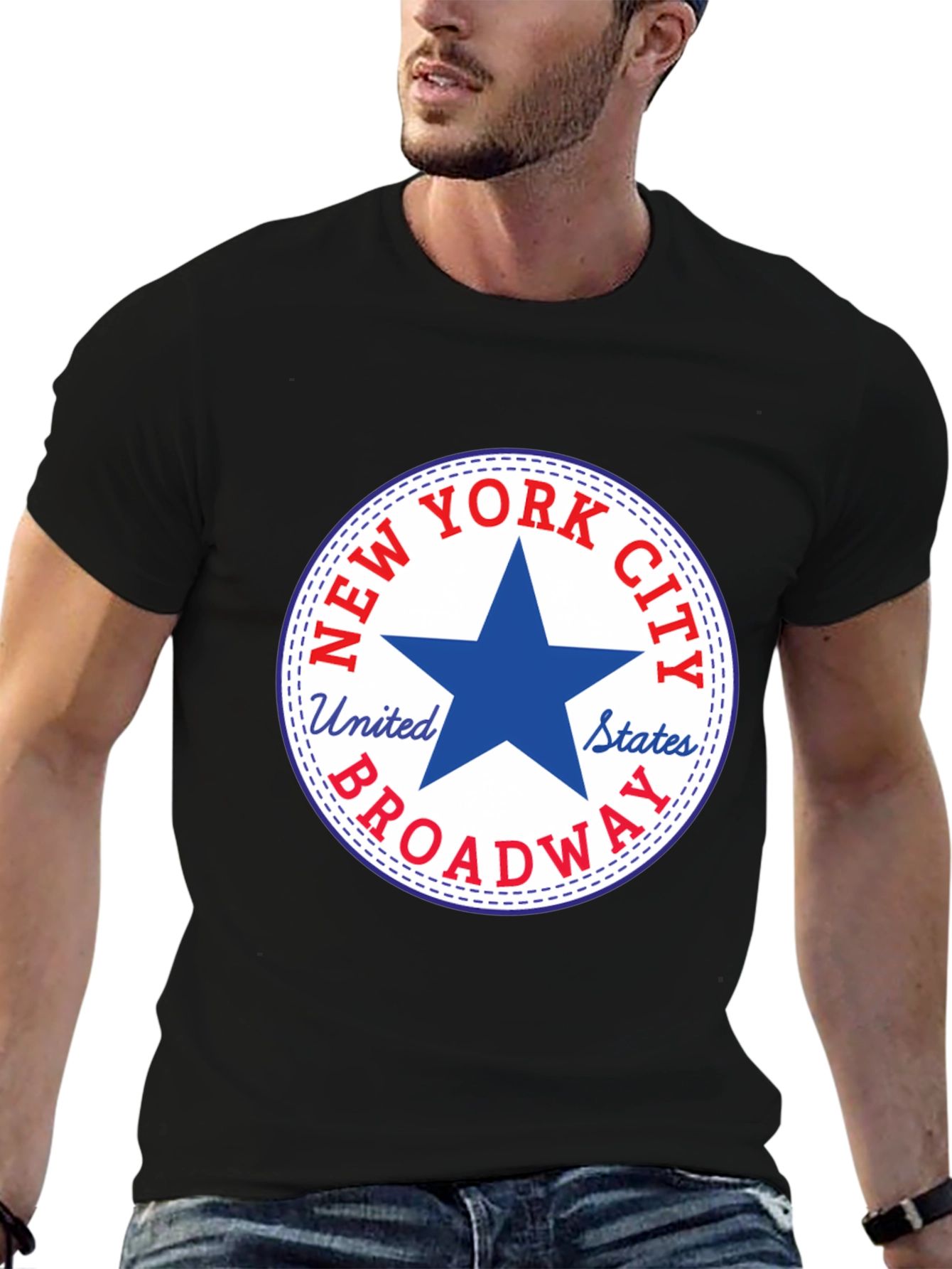 Black New York City Broadway Star Graphic T-Shirt view 6