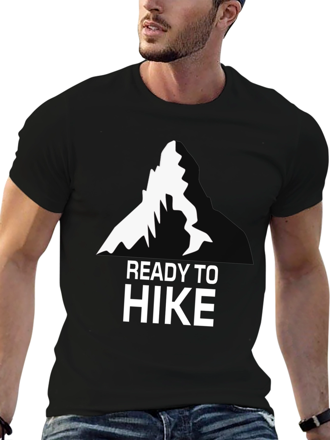 Black Ready To Hike T-Shirt - Mountain Design view 6